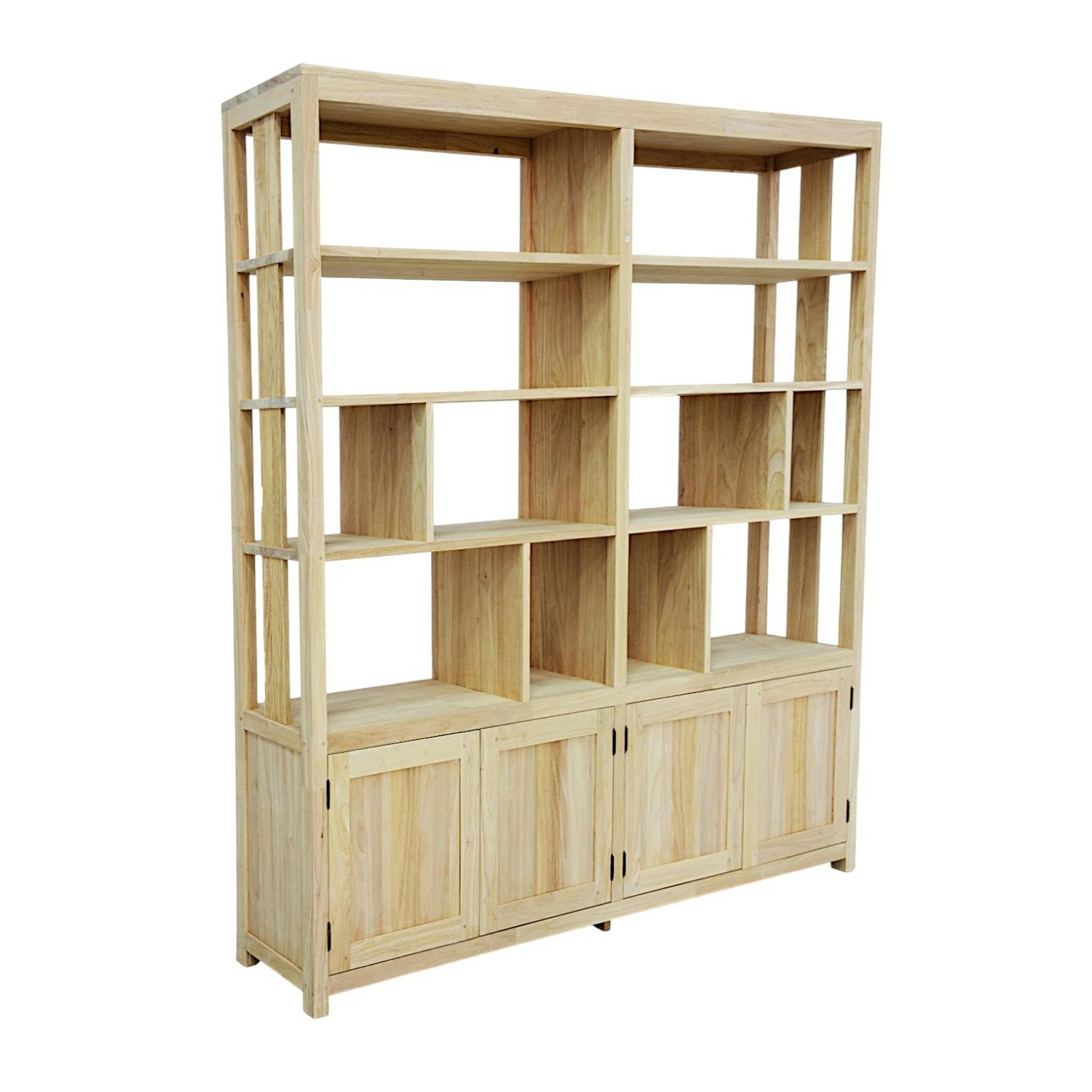 Bibliothéque ouverte Hévéa 4 portes, niches, 30x180x183cm HELENA
