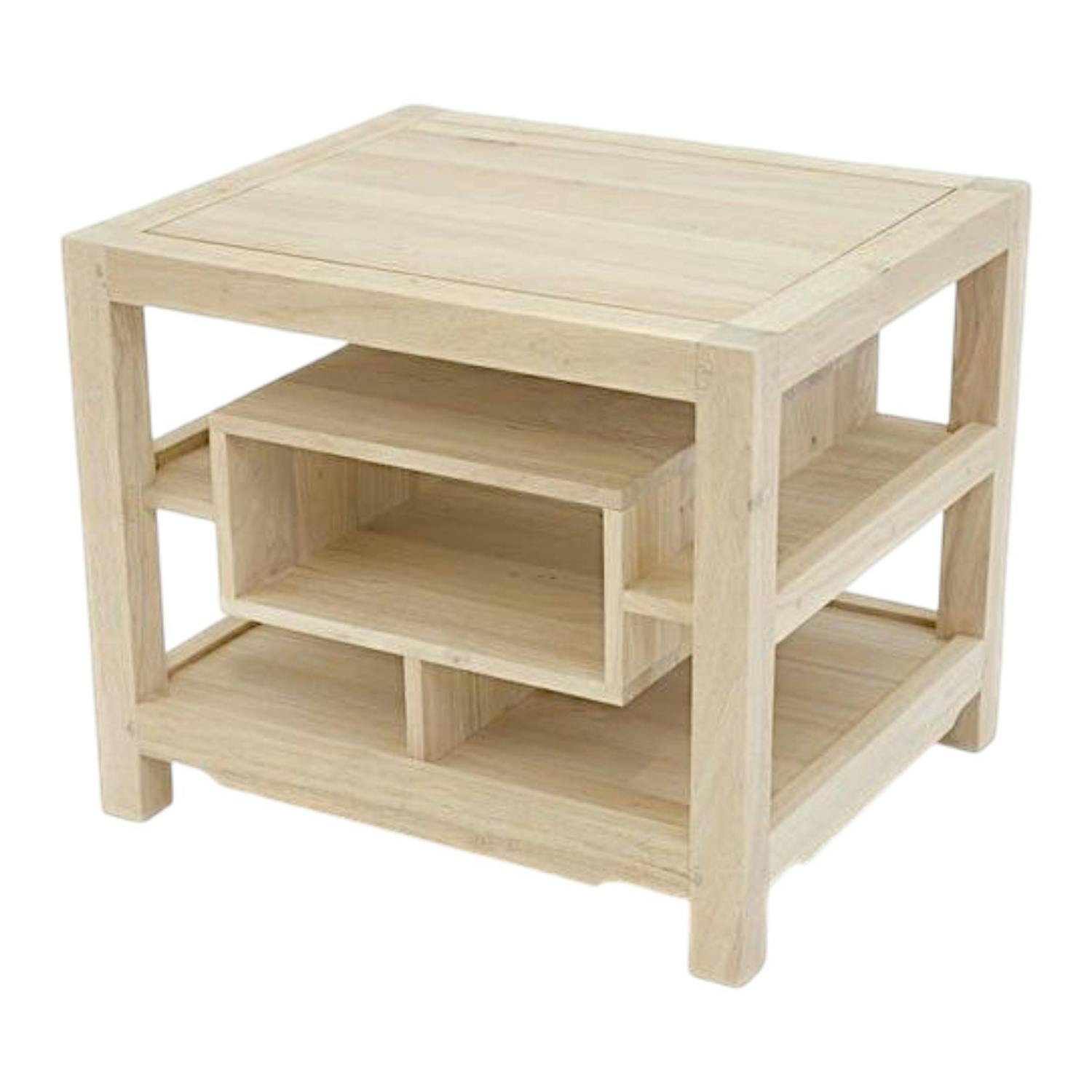 Bout de canapé chevet hévéa 2 plateaux 60cm HELENA