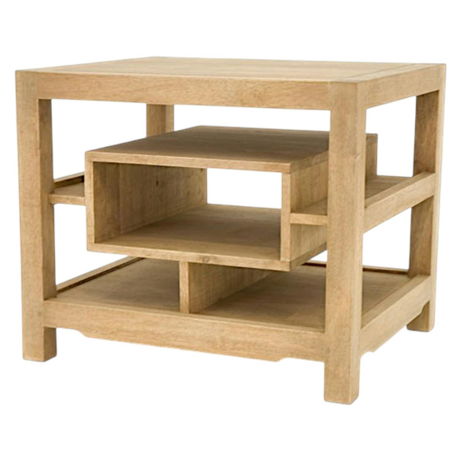 Bout de canapé chevet hévéa 2 plateaux 60cm HELENA