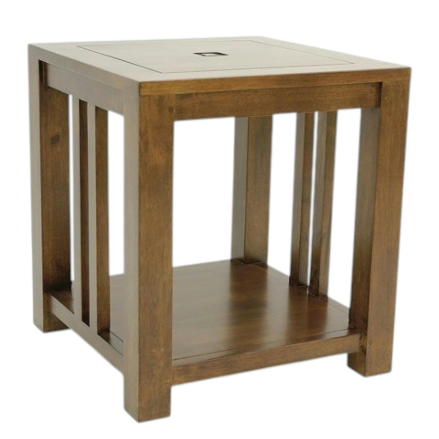 Bout de canapé / Chevet Hévéa double plateaux 50x50x55cm TESSA