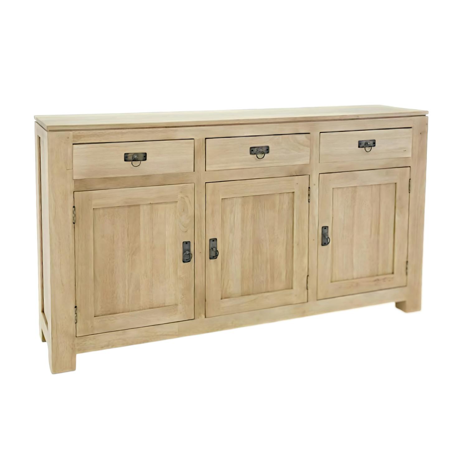 Buffet 3 portes exotique hévéa 150cm HELENA
