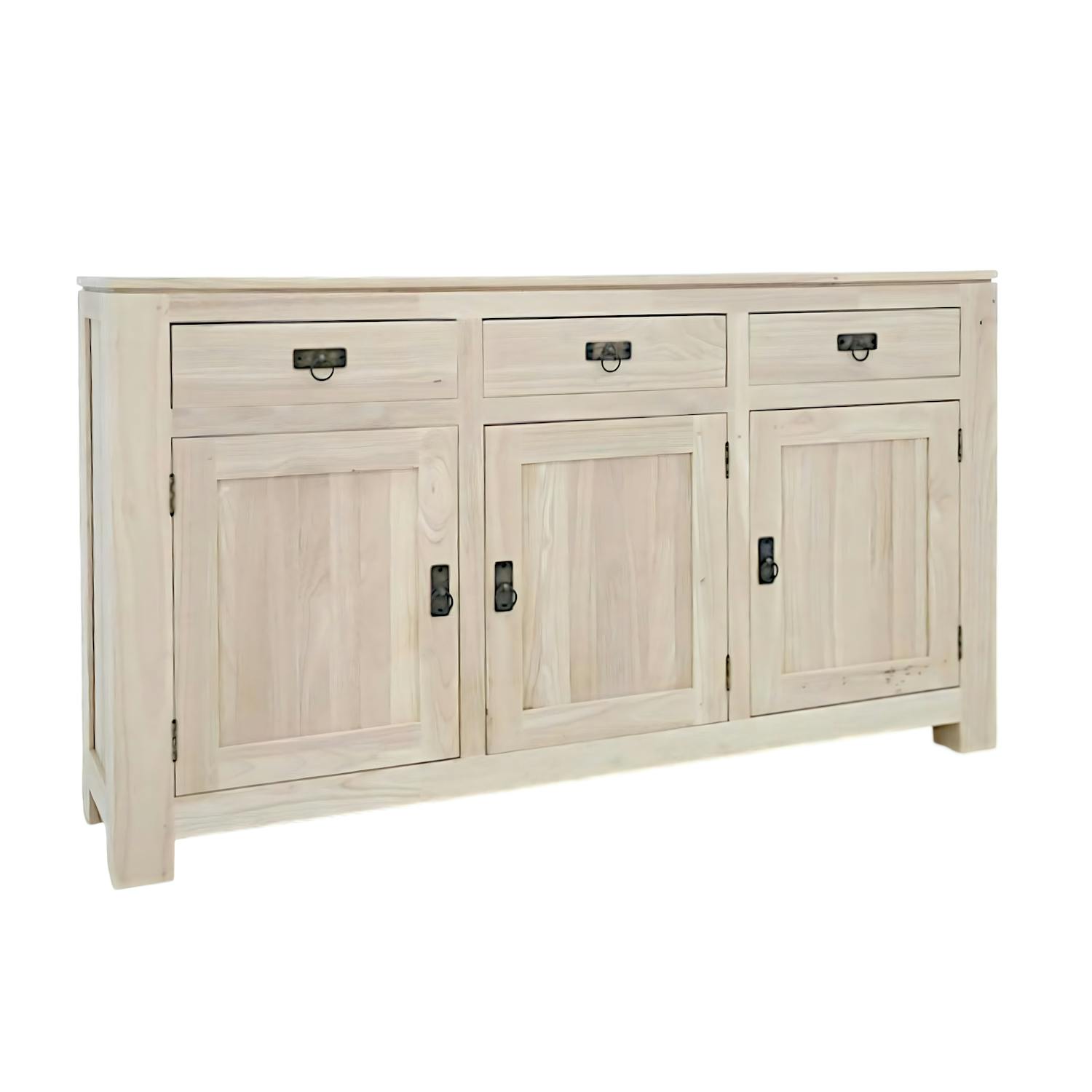Buffet 3 portes exotique hévéa 150cm HELENA