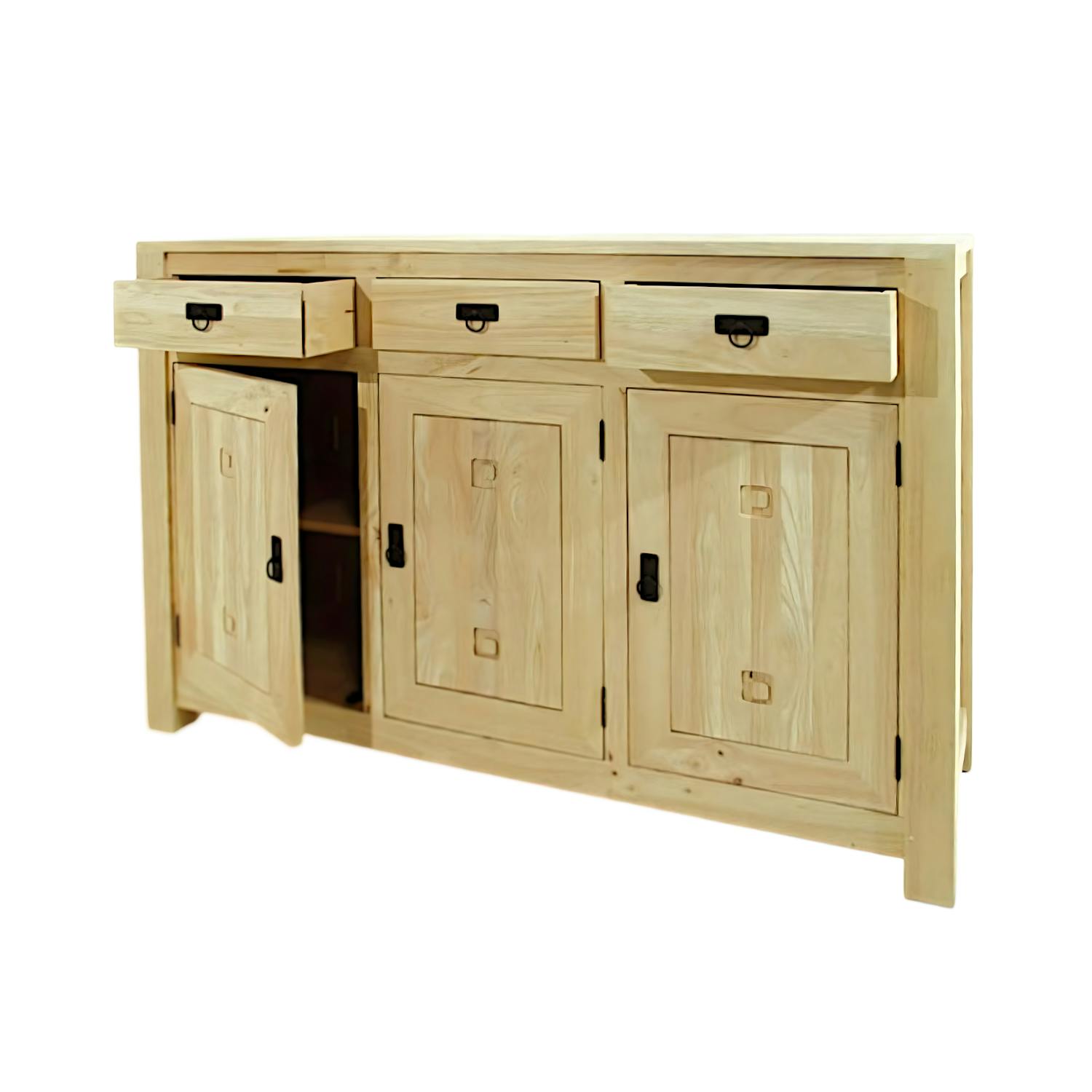 Buffet 3 portes hévéa 150x50x100cm TESSA