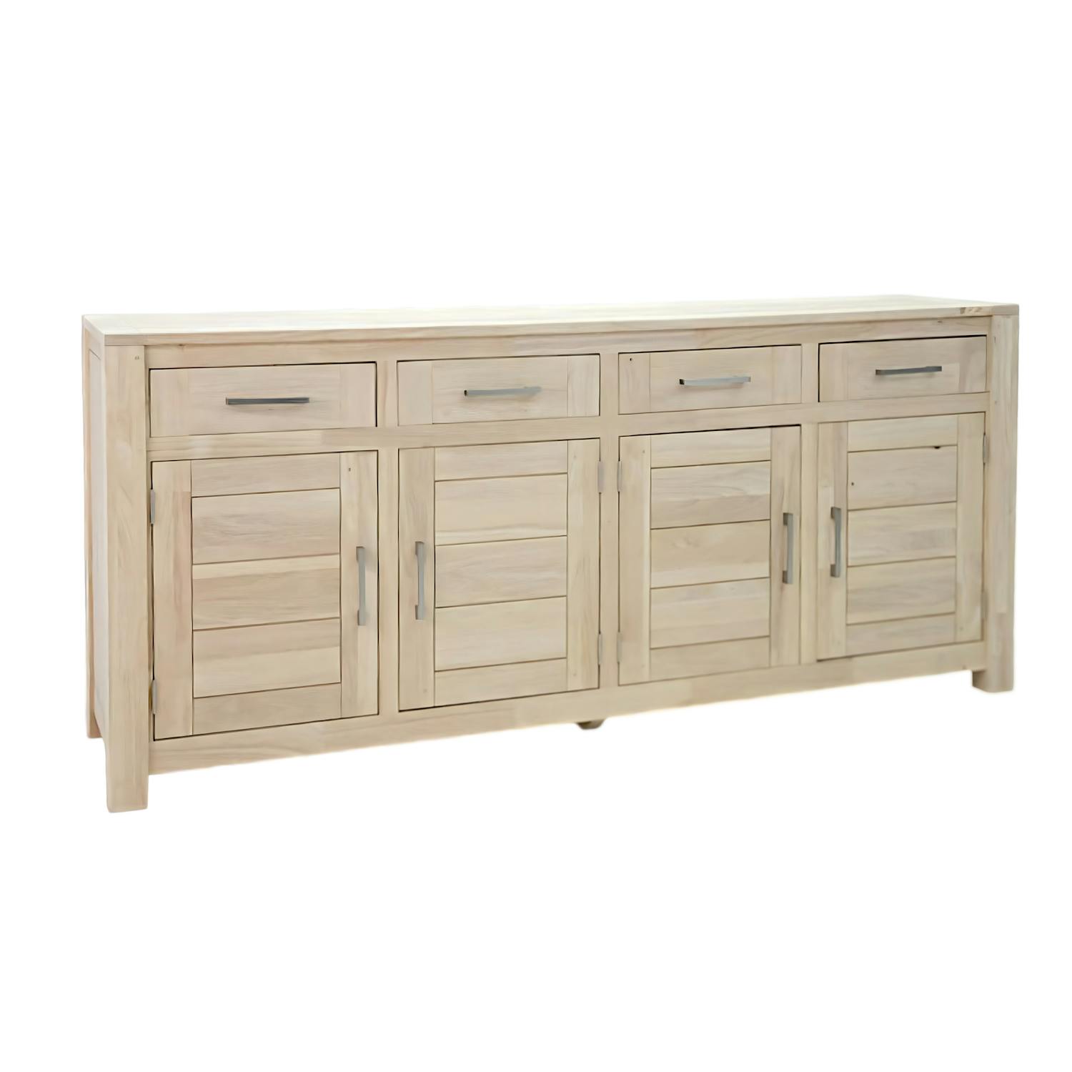 Buffet 4 portes hévéa massif moderne 200cm ATTAN