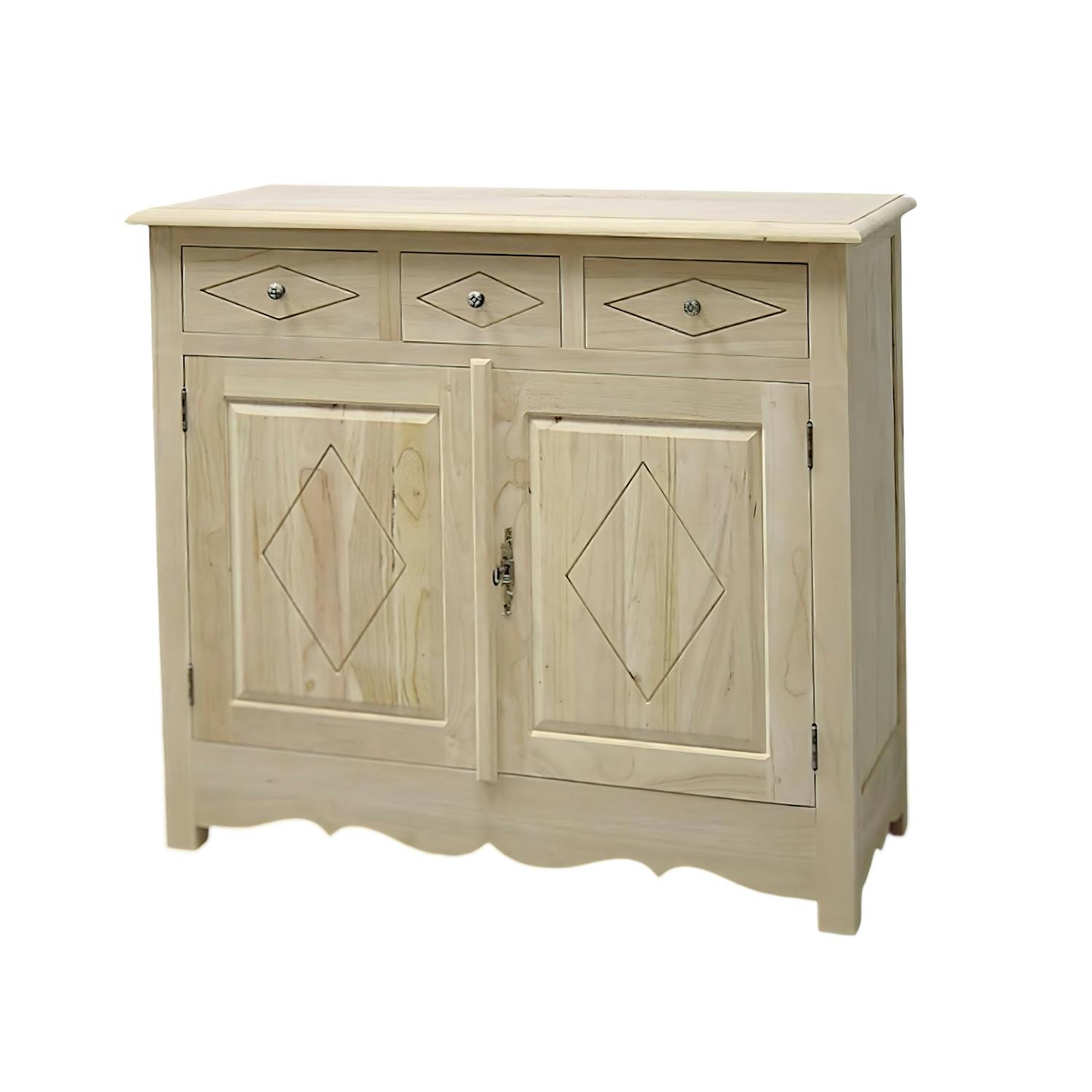 Buffet ancien 2 portes bois hévéa 100cm TRADITION