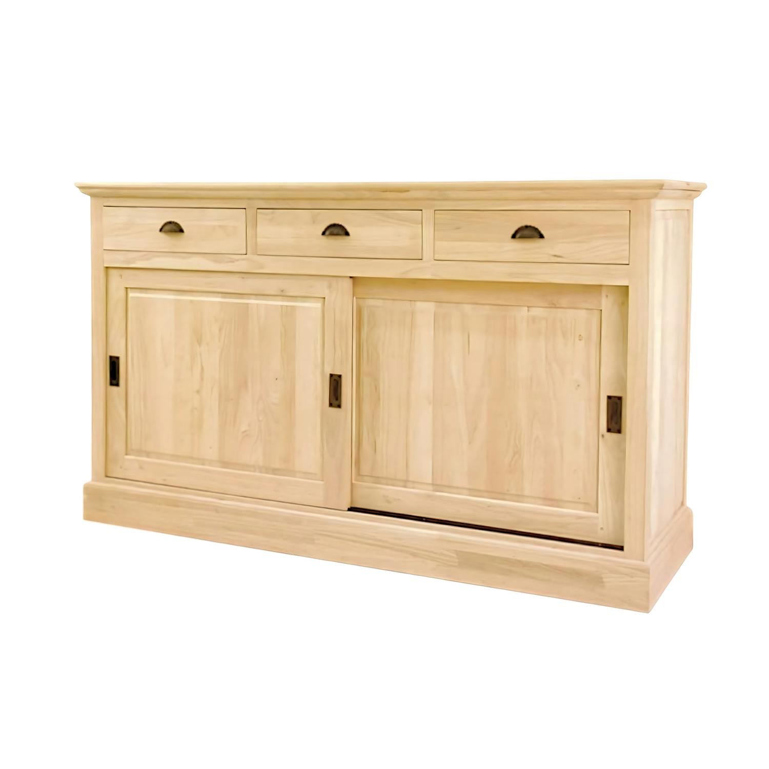Buffet ancien 2 portes coulissantes hévéa 160cm TRADITION
