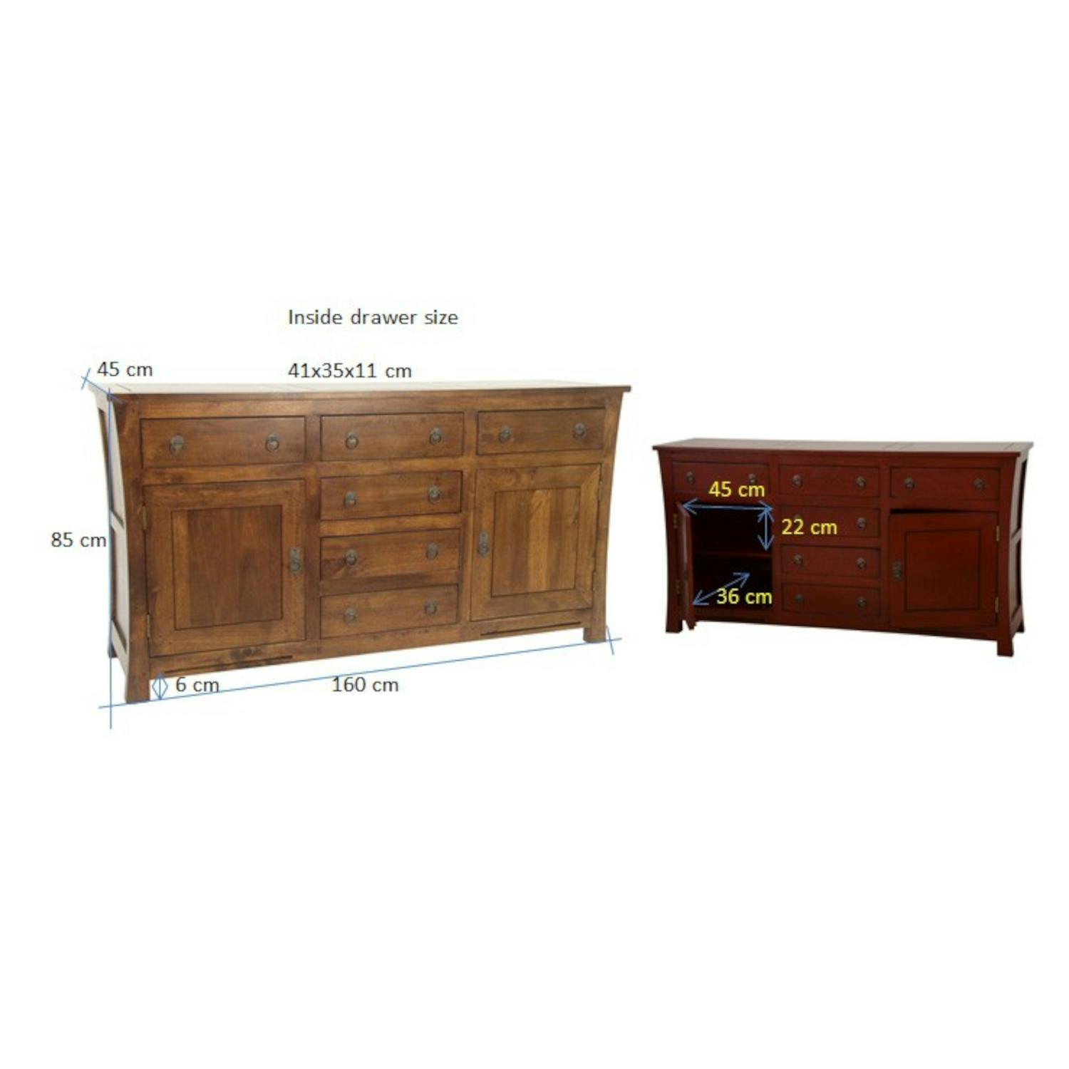 Buffet asiatique hévéa 2 portes 160cm MAORI