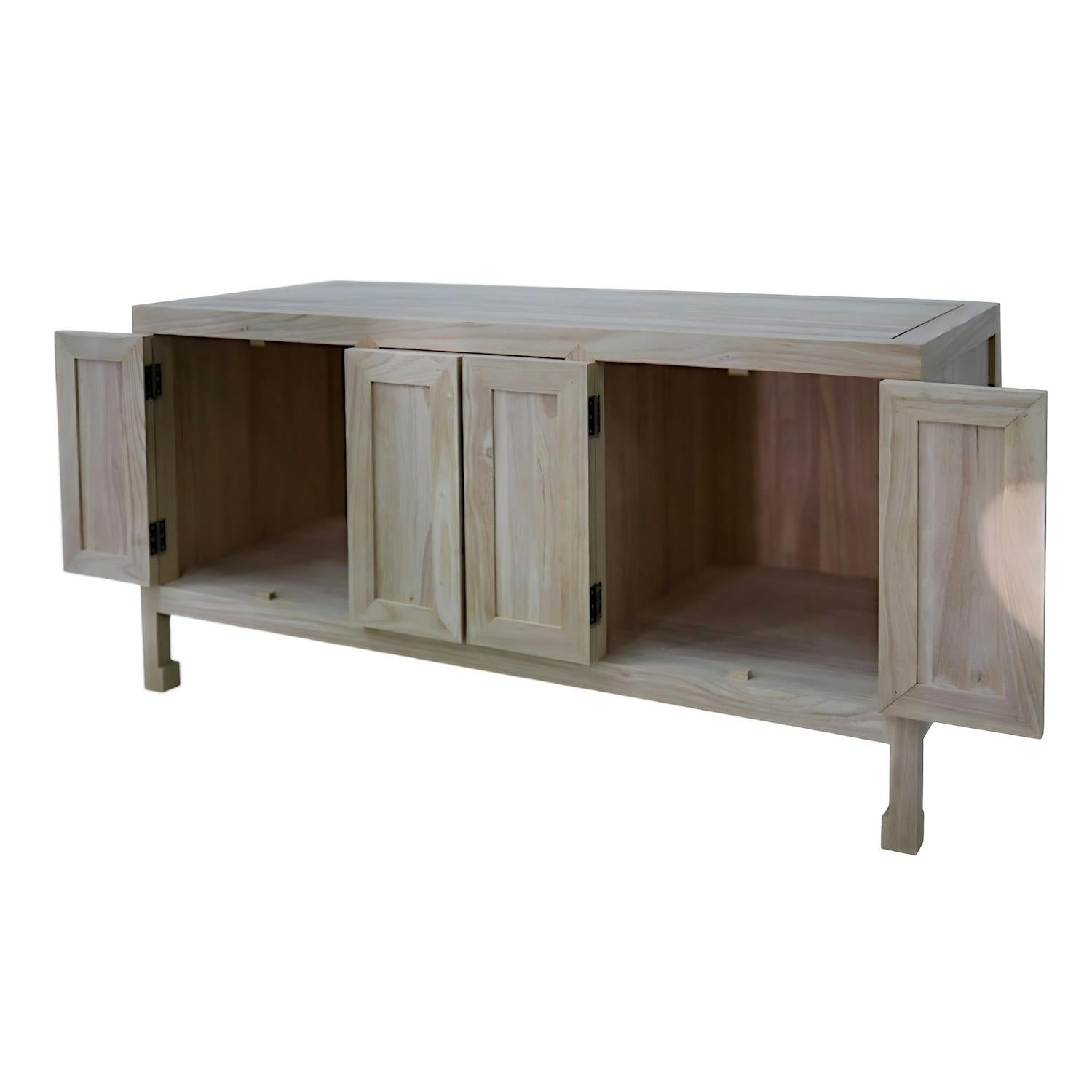 Buffet bas 4 portes hévéa 130x55x65cm MAORI