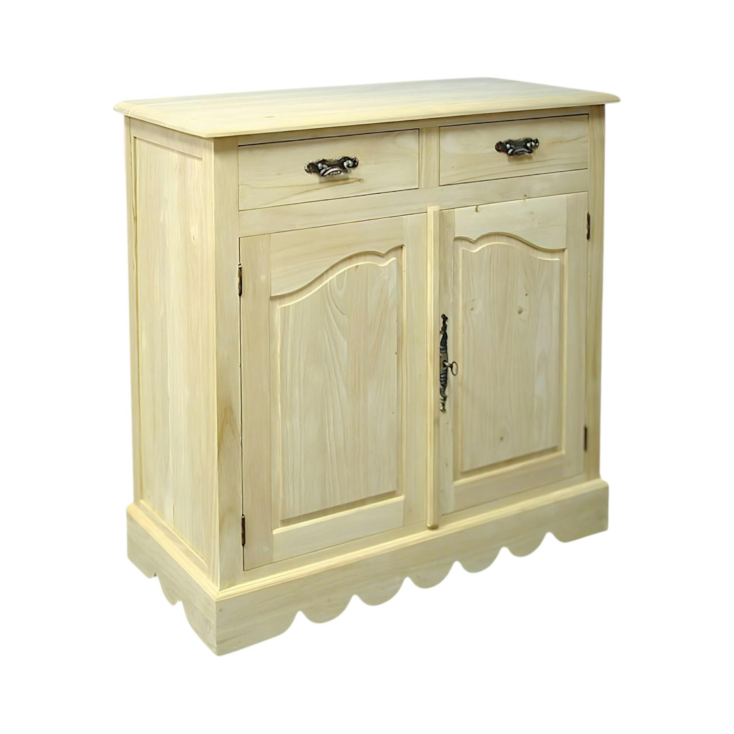 Buffet bas Hévéa 2 portes, 2 tiroirs 94x46x98cm TRADITION