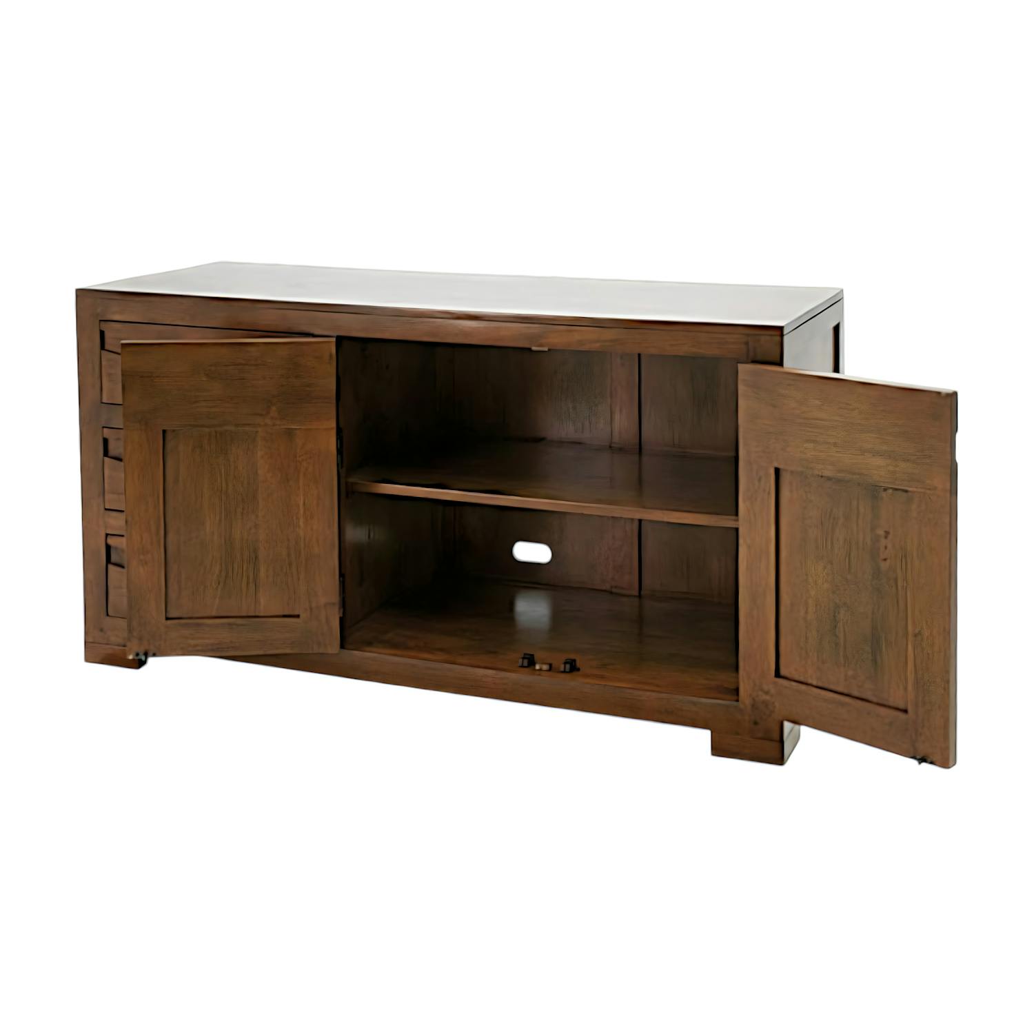 Buffet bas Hévéa 2 portes, 3 tiroirs 120x45x65cm NIAGARA