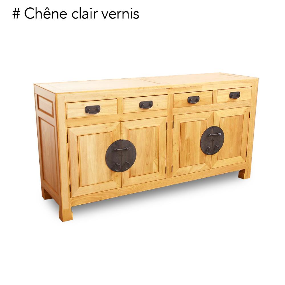 Buffet enfilade 4 portes 4 tiroirs hévéa 175x50x90cm MAORI