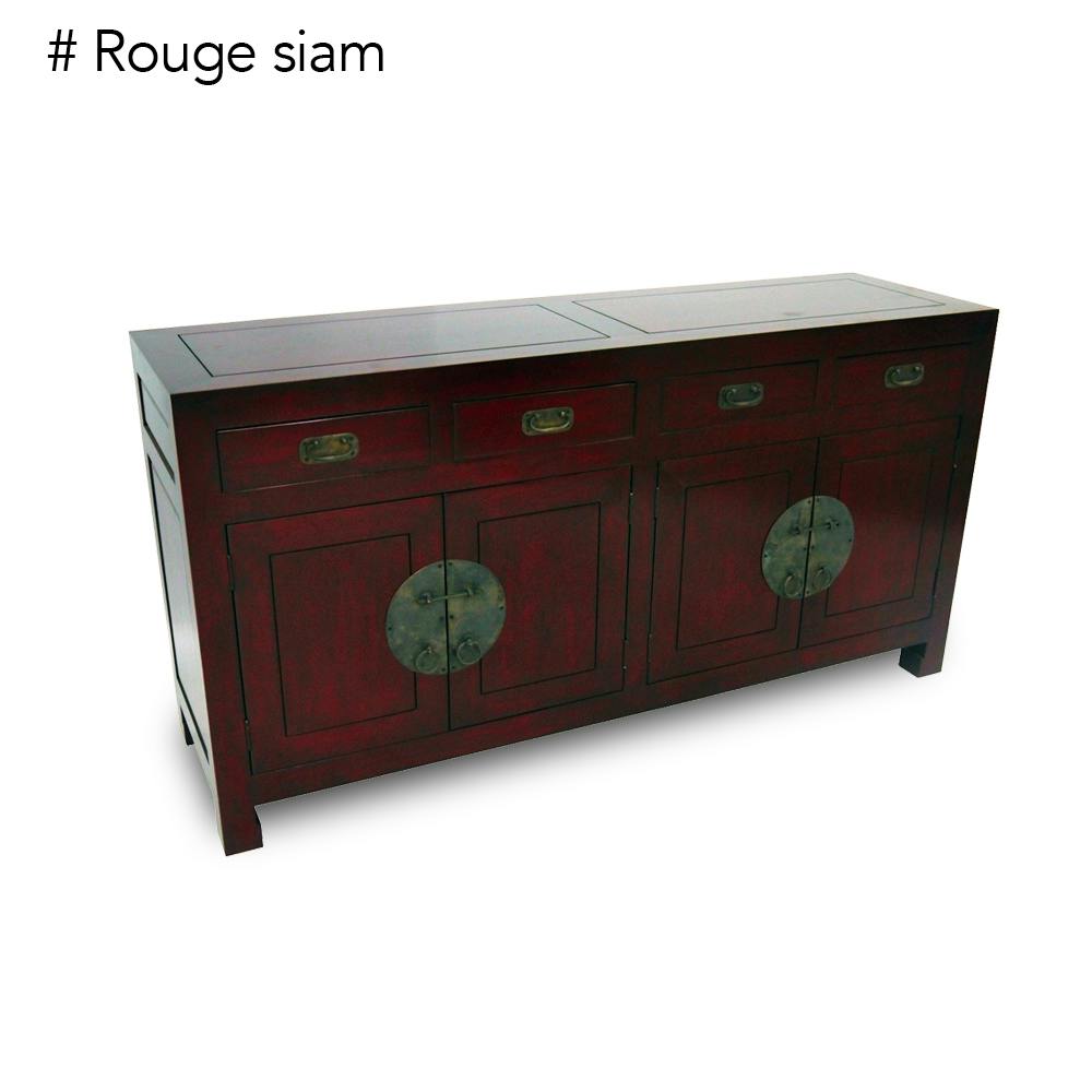 Buffet enfilade 4 portes 4 tiroirs hévéa 175x50x90cm MAORI