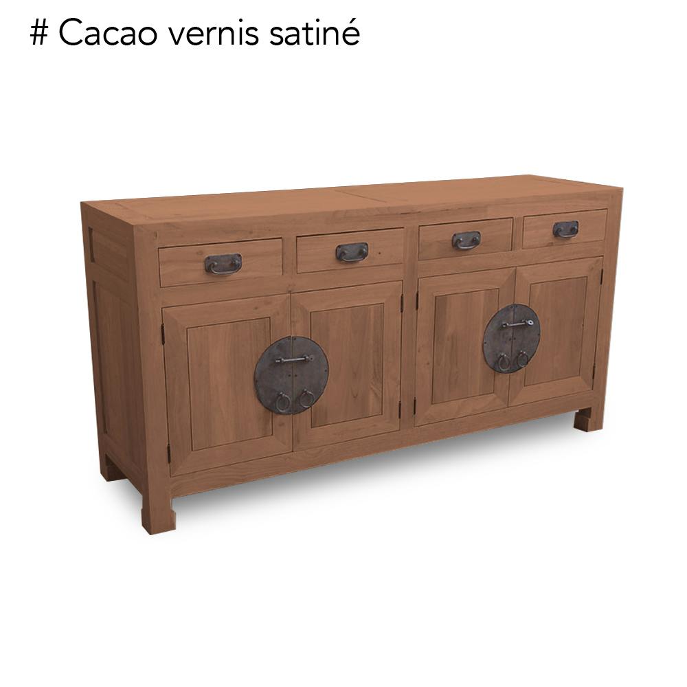 Buffet enfilade 4 portes 4 tiroirs hévéa 175x50x90cm MAORI