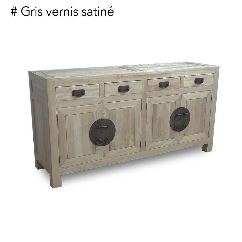Buffet enfilade 4 portes 4 tiroirs hévéa 175x50x90cm MAORI