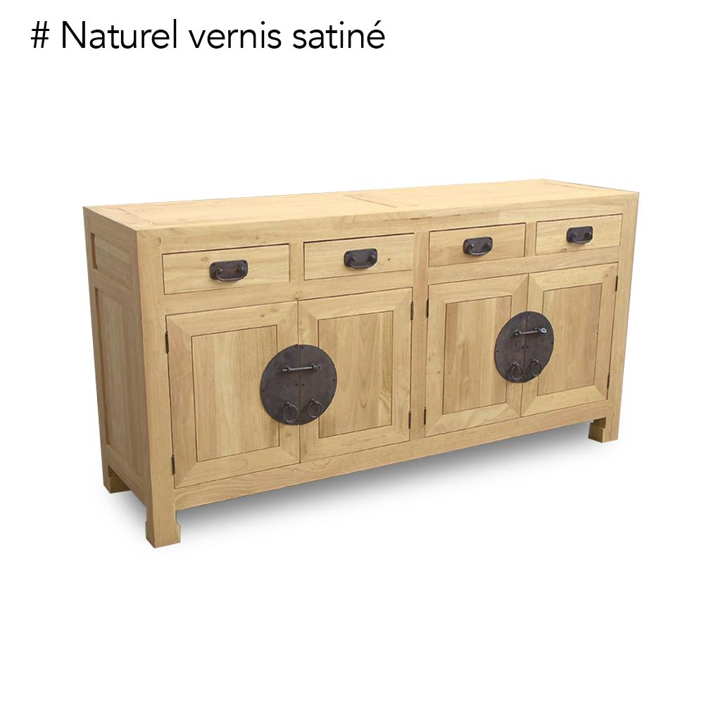 Buffet enfilade 4 portes 4 tiroirs hévéa 175x50x90cm MAORI