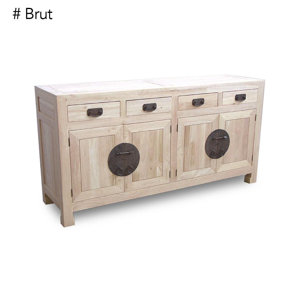 Buffet enfilade 4 portes 4 tiroirs hévéa 175x50x90cm MAORI