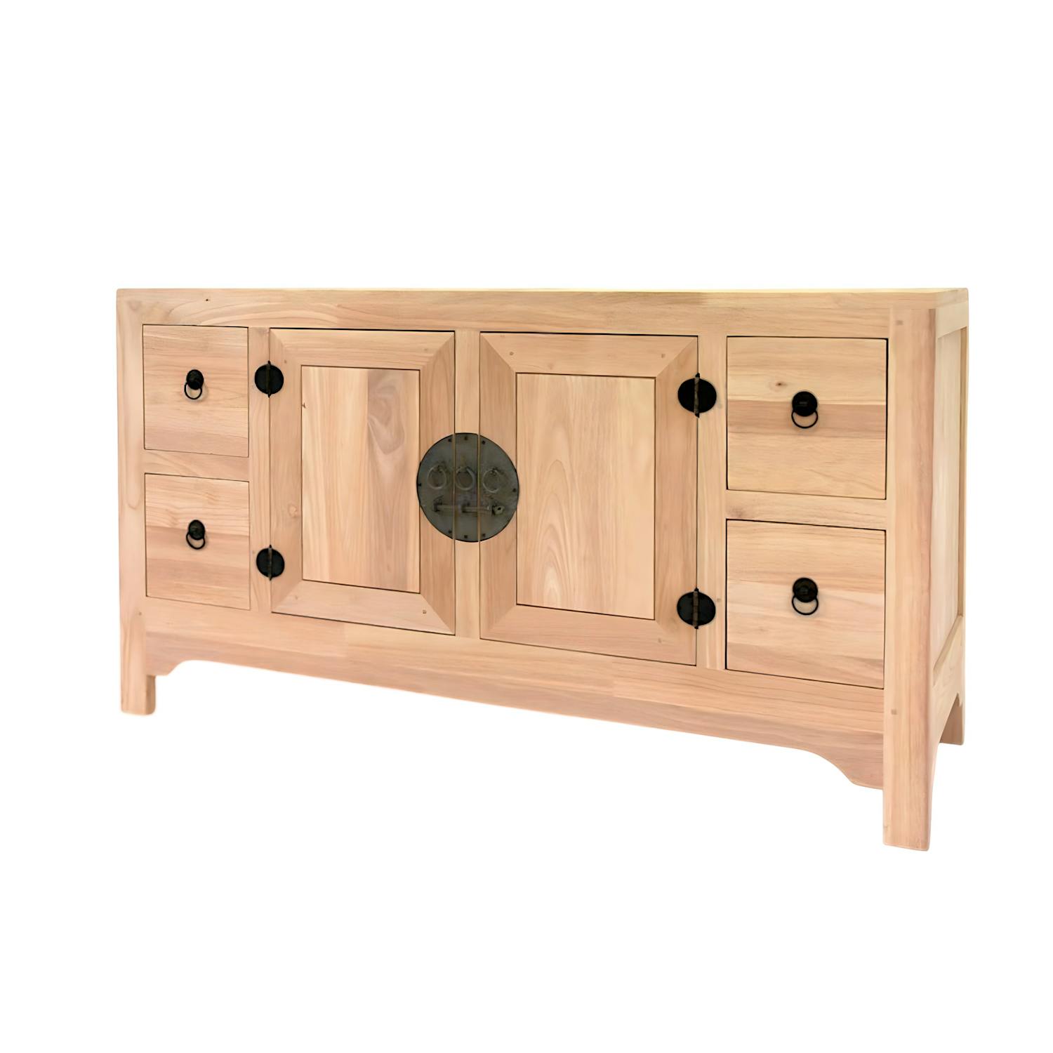 Buffet Enfilade Hévéa 2 portes, 4 tiroirs 137x45x76cm MAORI