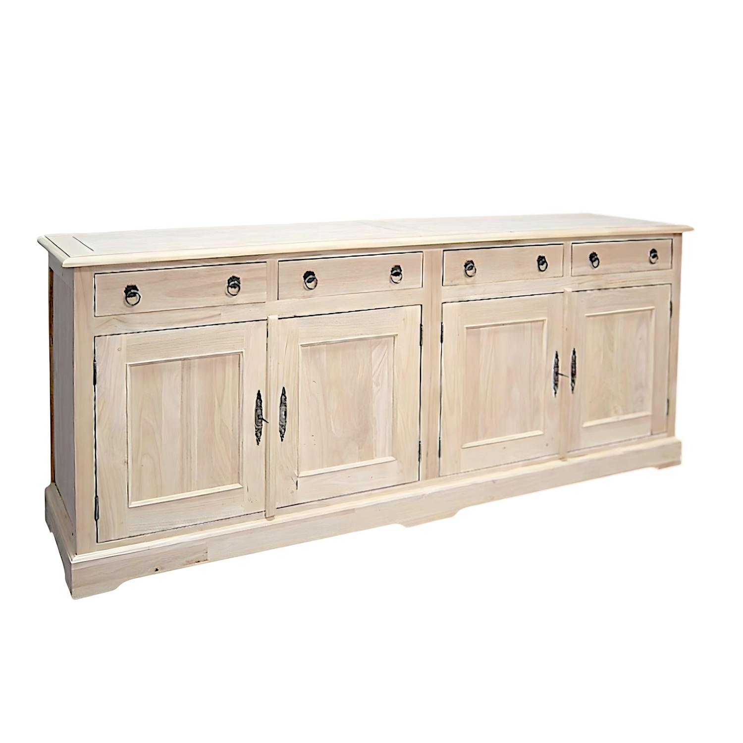 Buffet / Enfilade Hévéa 4 portes, 4 tiroirs 190x48x80cm TRADITION