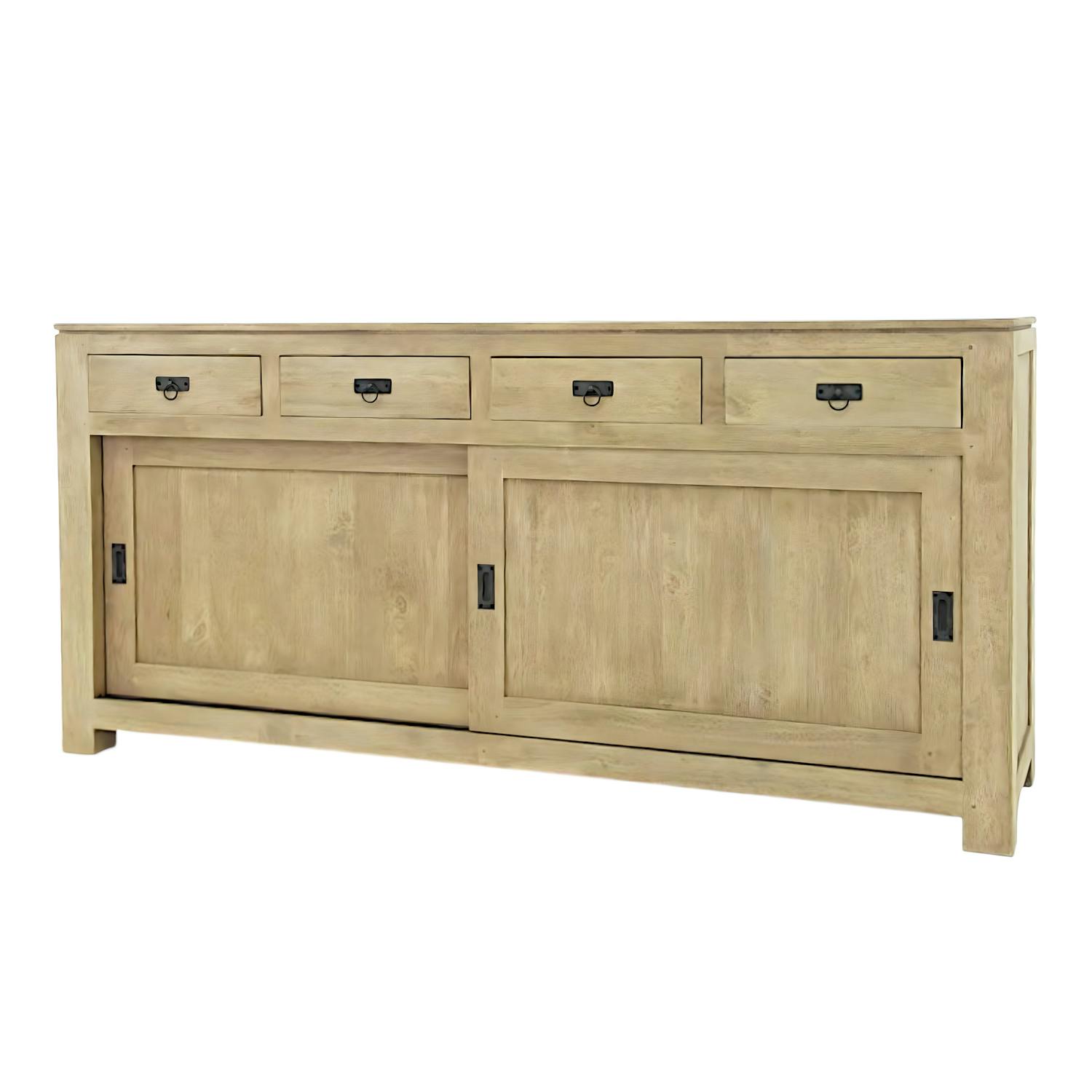 Buffet enfilade portes coulissantes hévéa 190cm HELENA
