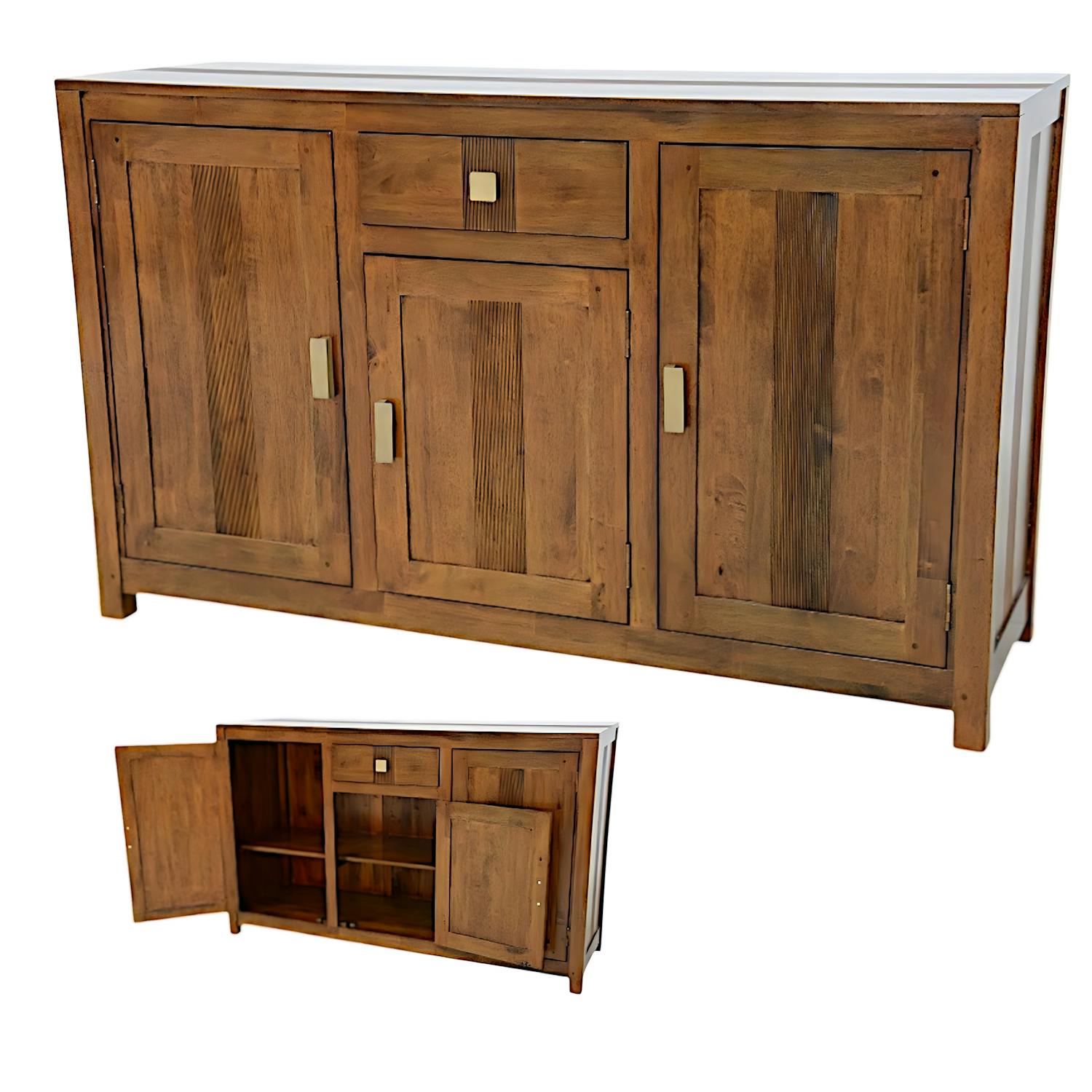 Buffet Hévéa 3 portes, 1 tiroir, 140x45x85cm GALA