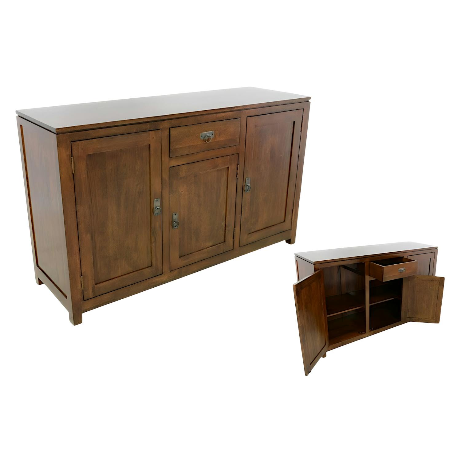 Buffet Hévéa 3 portes, 1 tiroir, 140x45x85cm HELENA