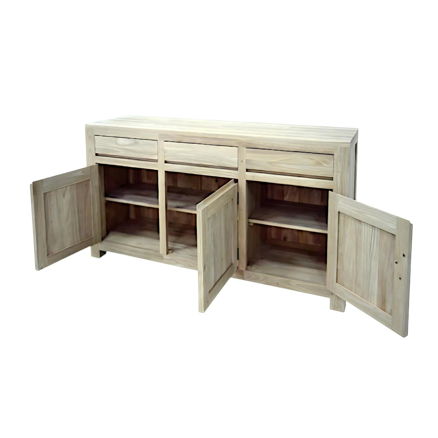 Buffet Hévéa 3 portes, 3 tiroirs 150x45x85cm OLGA