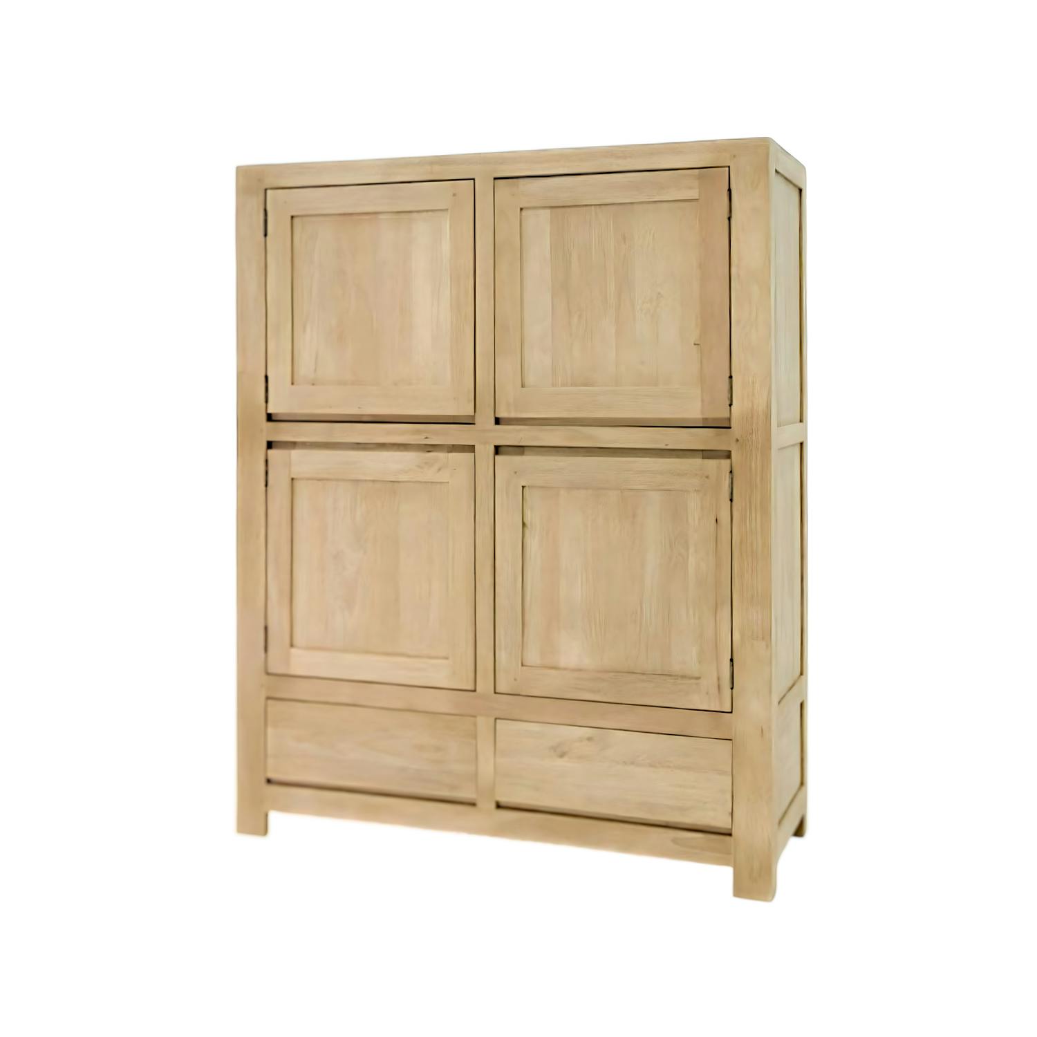 Buffet moderne 4 portes 2 tiroirs hévéa 120x150cm OLGA