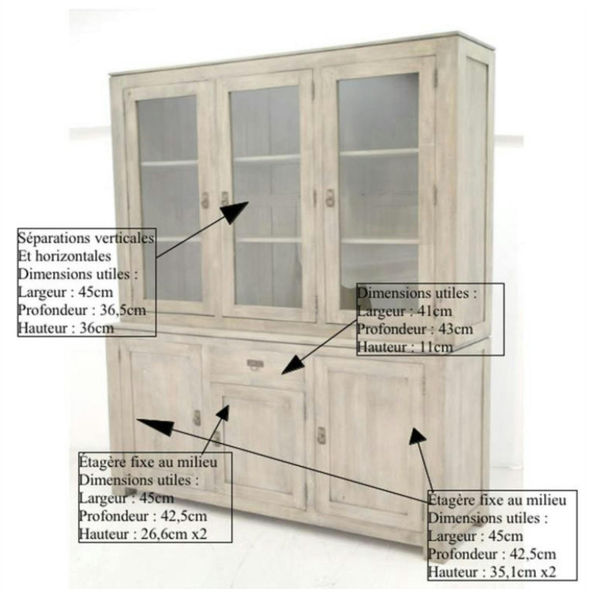 Buffet vaisselier bois massif HELENA