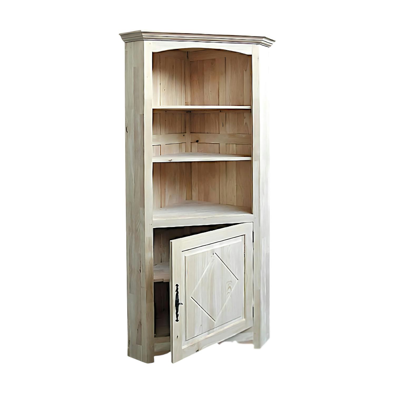 Buffet / Vaisselier d'angle Hévéa 1 porte, 3 niches 96x60x190cm TRADITION