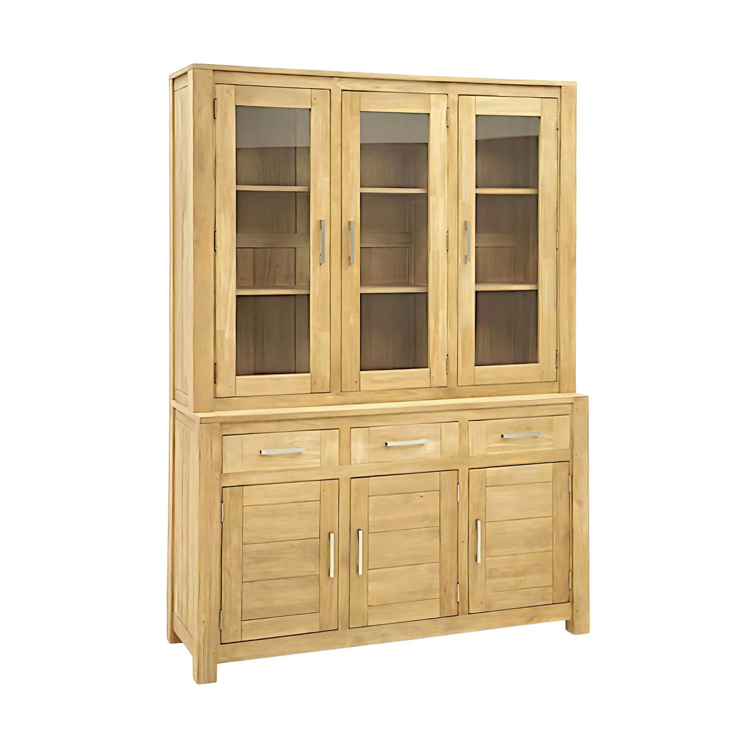 Buffet vaisselier vitré bois moderne ATTAN 150cm