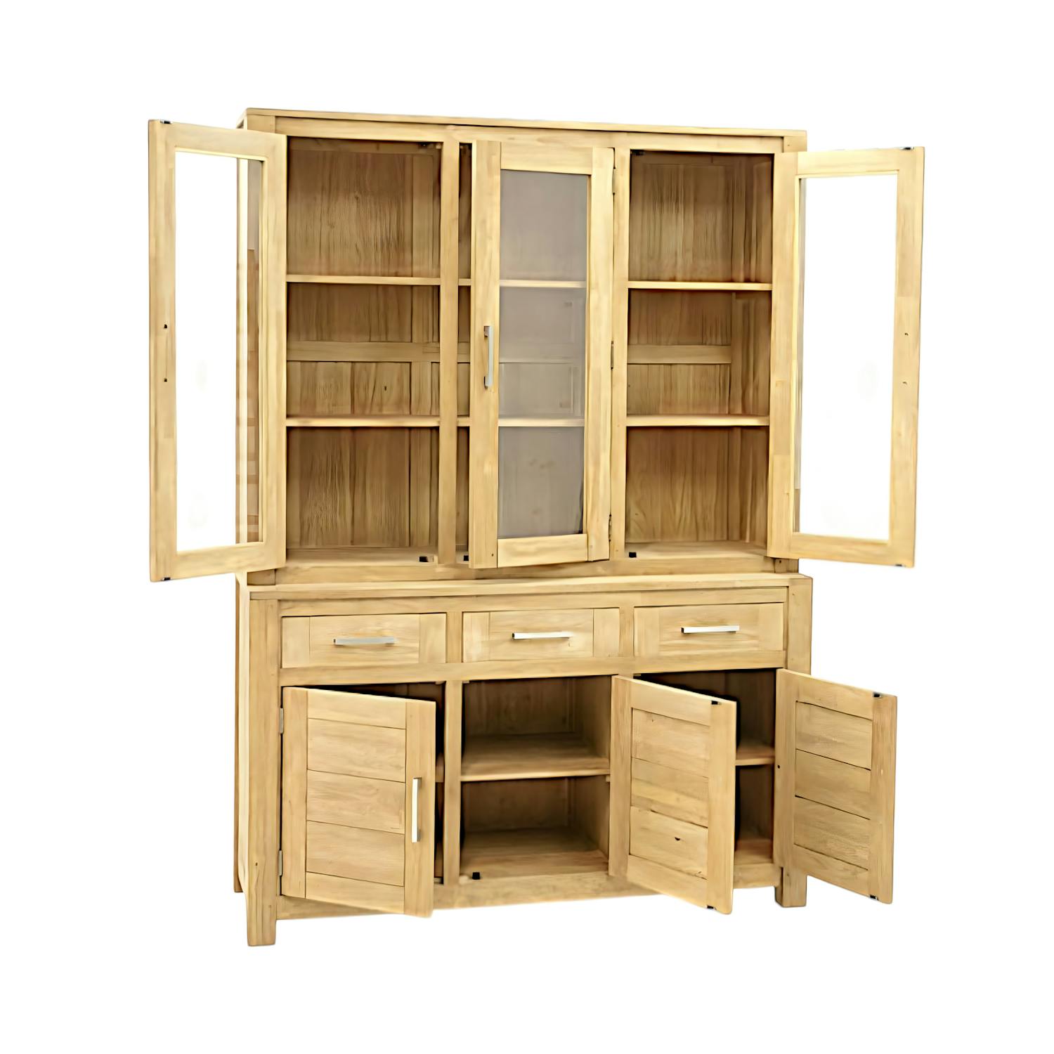 Buffet vaisselier vitré bois moderne ATTAN 150cm