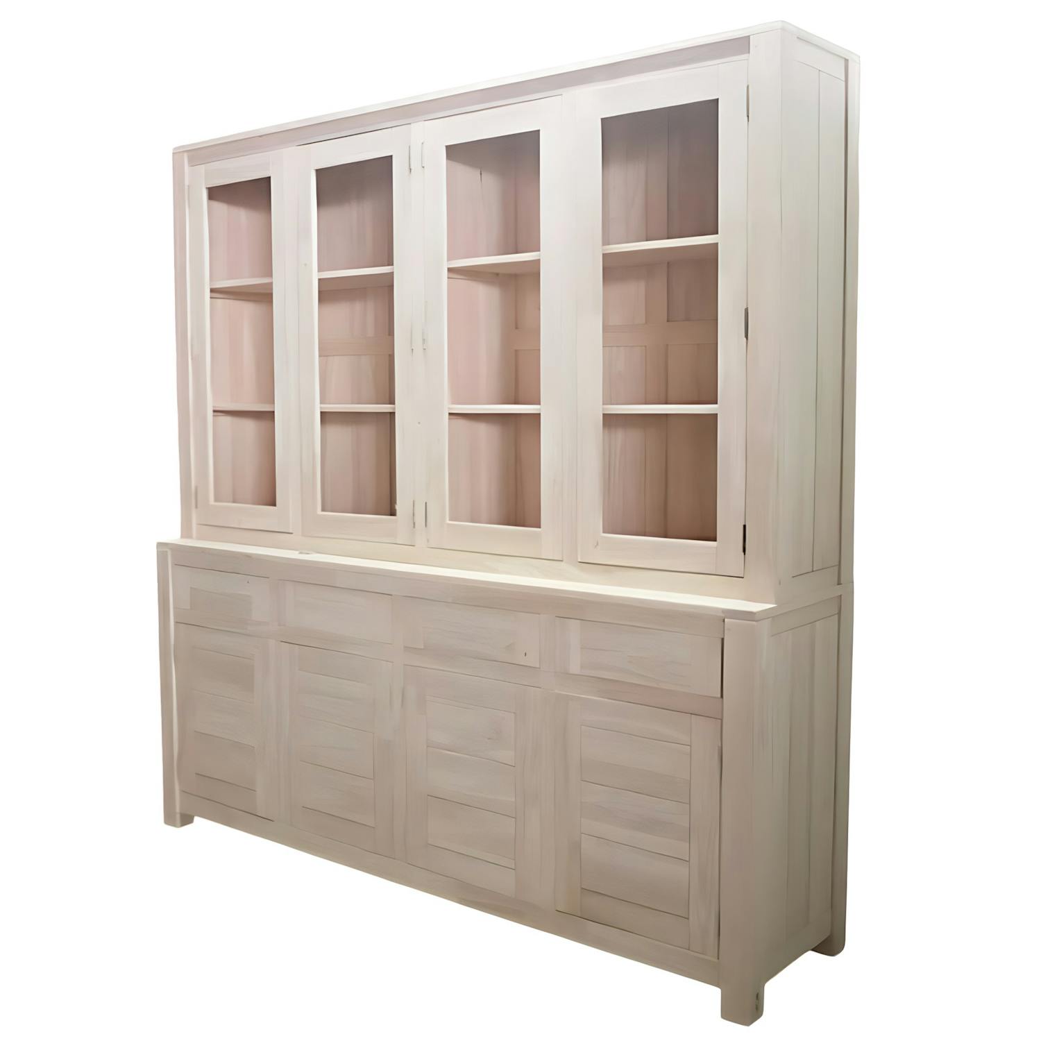 Buffet vaisselier vitré bois moderne ATTAN 200cm