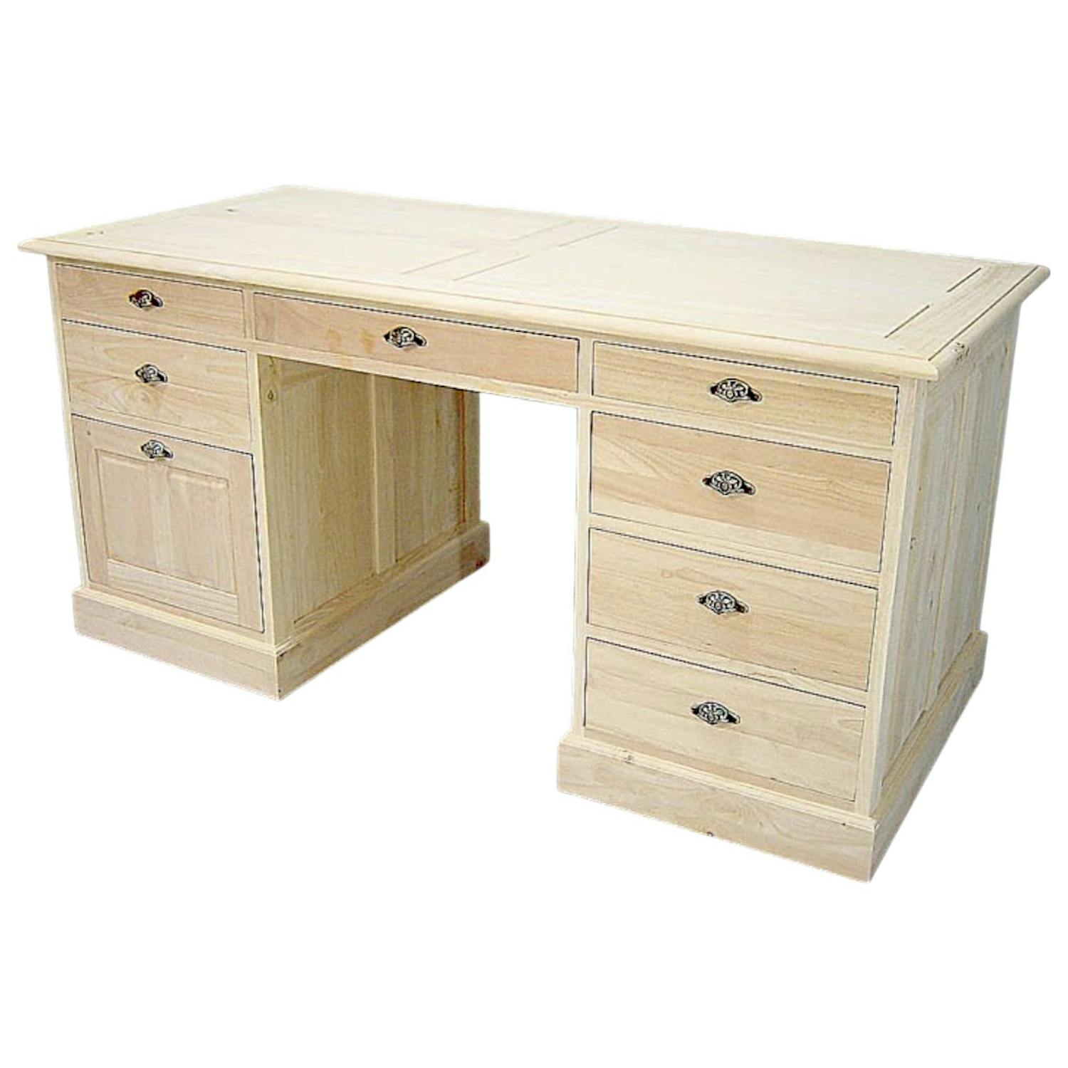 Bureau 8 tiroirs hévéa 160cm TRADITION