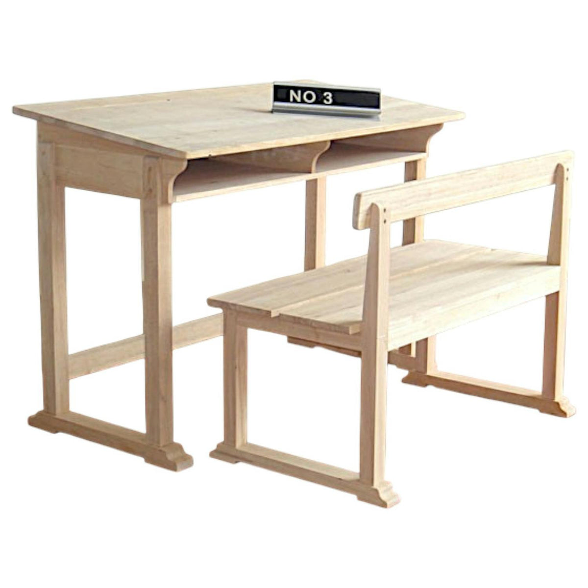 Bureau d'écolier et son banc Hévéa 100x50x70cm TRADITION
