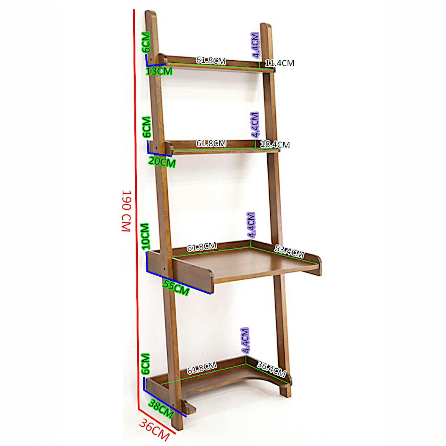 Bureau étagère bois massif hévéa 70xH190cm TRADITION