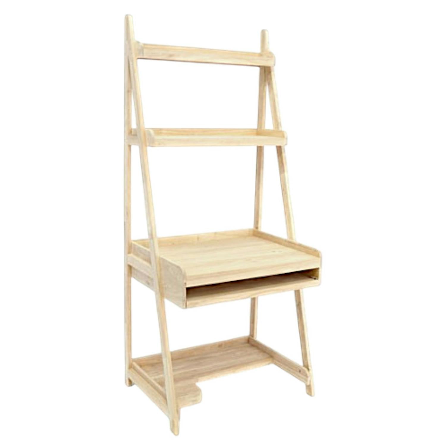 Bureau étagère bois massif hévéa 83xH190cm TRADITION