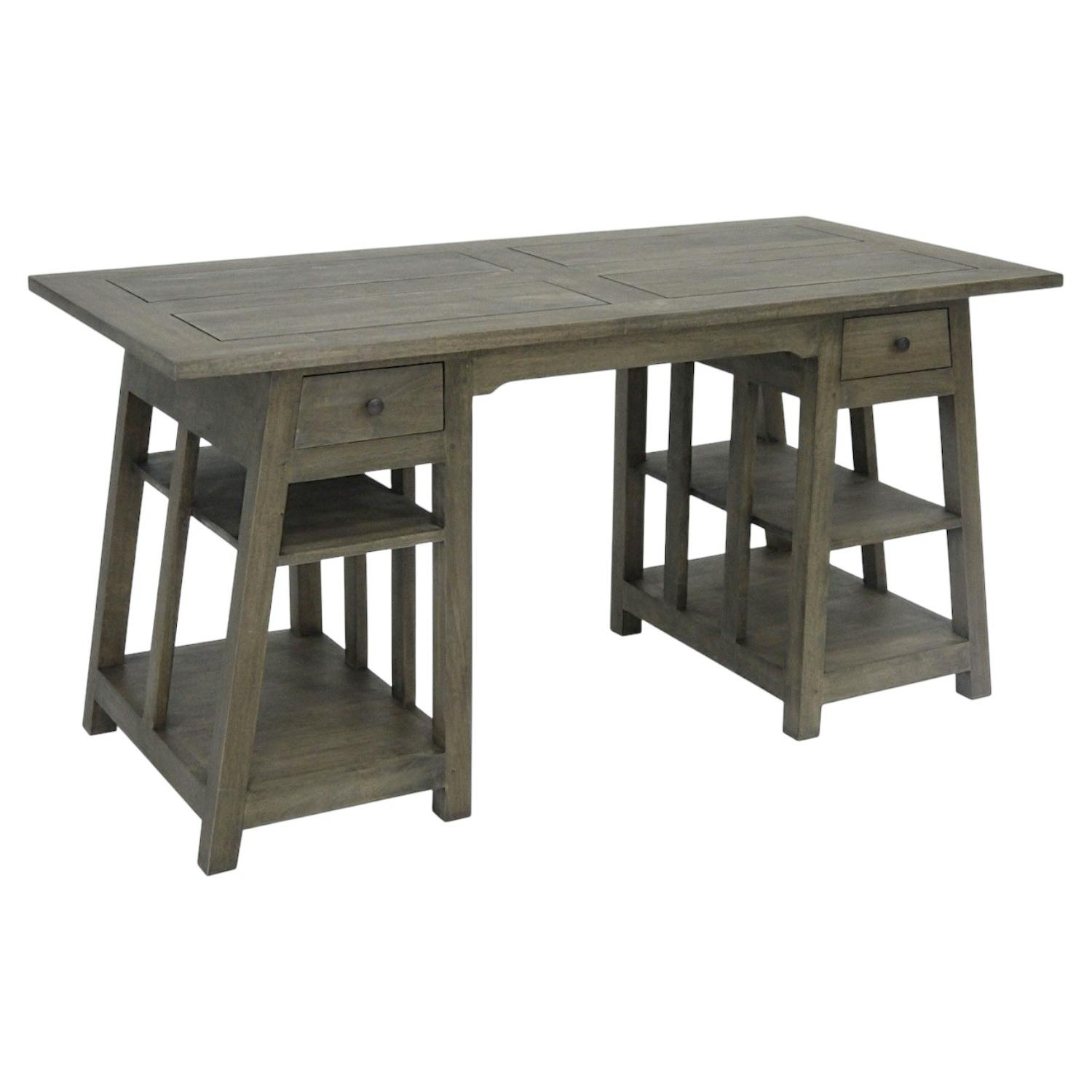 Bureau exotique hévéa massif 2 tiroirs 150cm MAORI