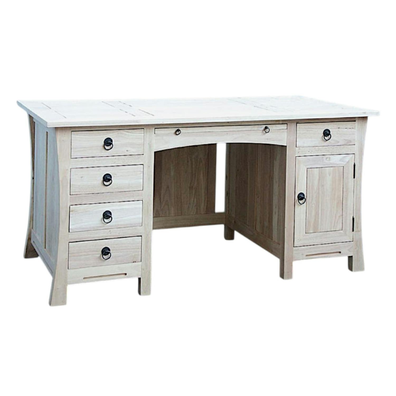 Bureau exotique hévéa massif 5 tiroirs 150cm MAORI