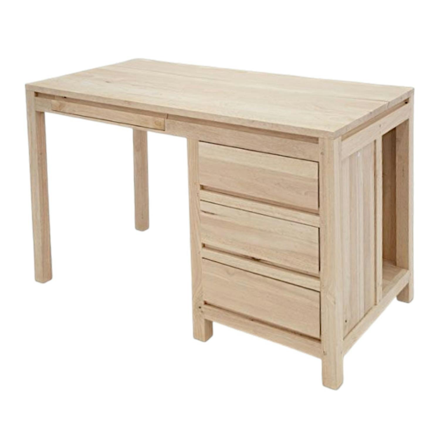 Bureau moderne 3 tiroirs hévéa 120x60x76cm OLGA