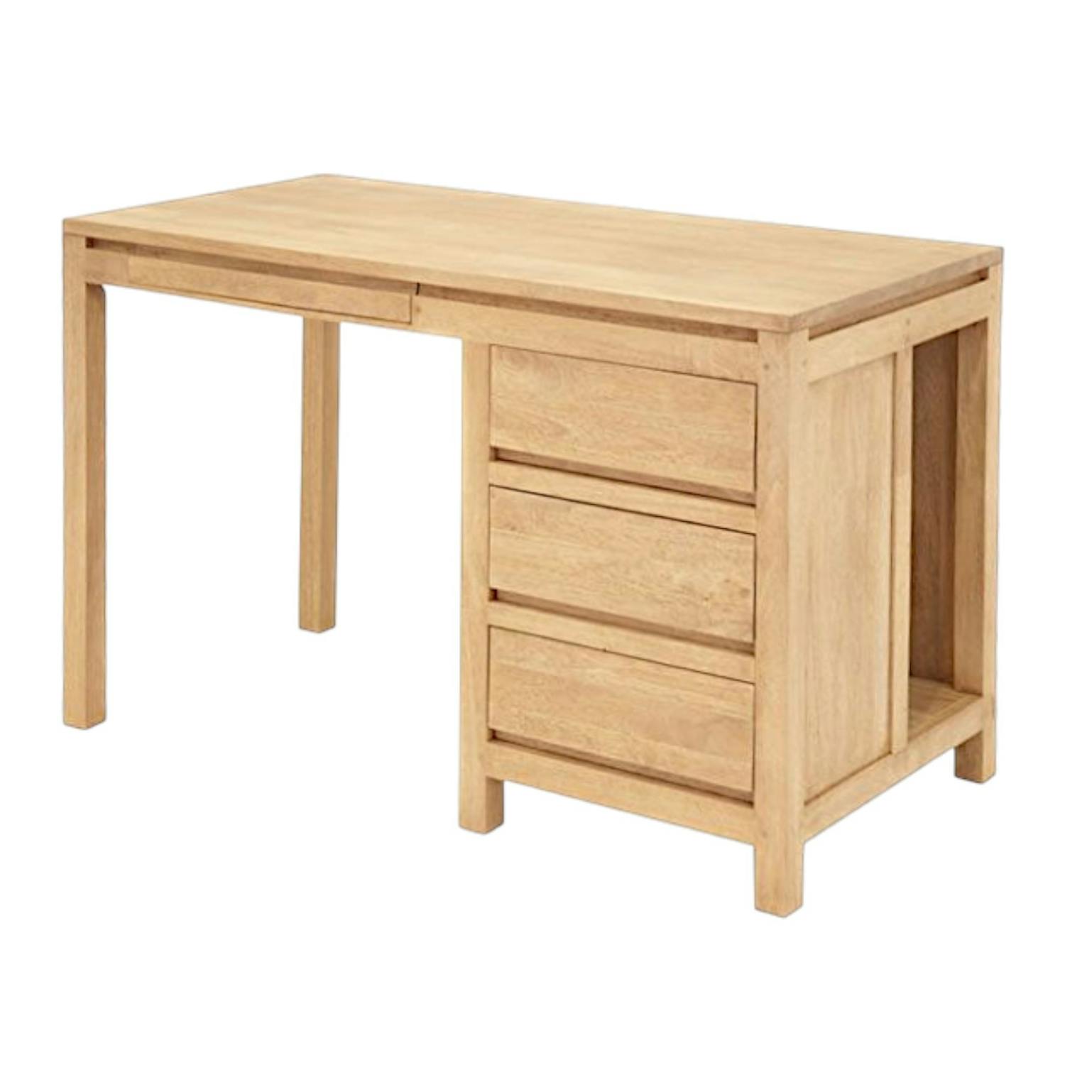 Bureau moderne 3 tiroirs hévéa 120x60x76cm OLGA