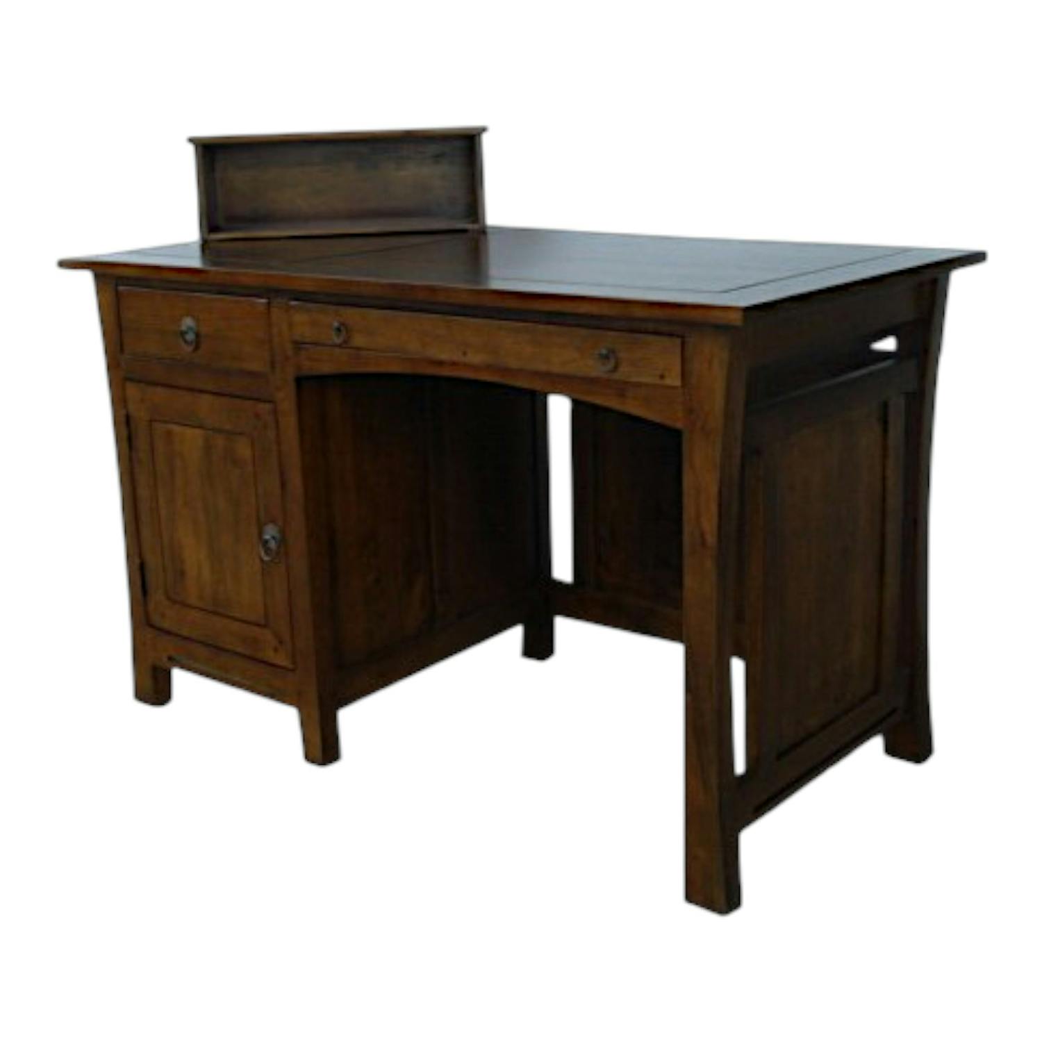 Bureau multimédia Hévéa 1 porte, 1 tiroir, 1 tablette coulissante, 1 niche supérieure 125x65x75cm MAORI