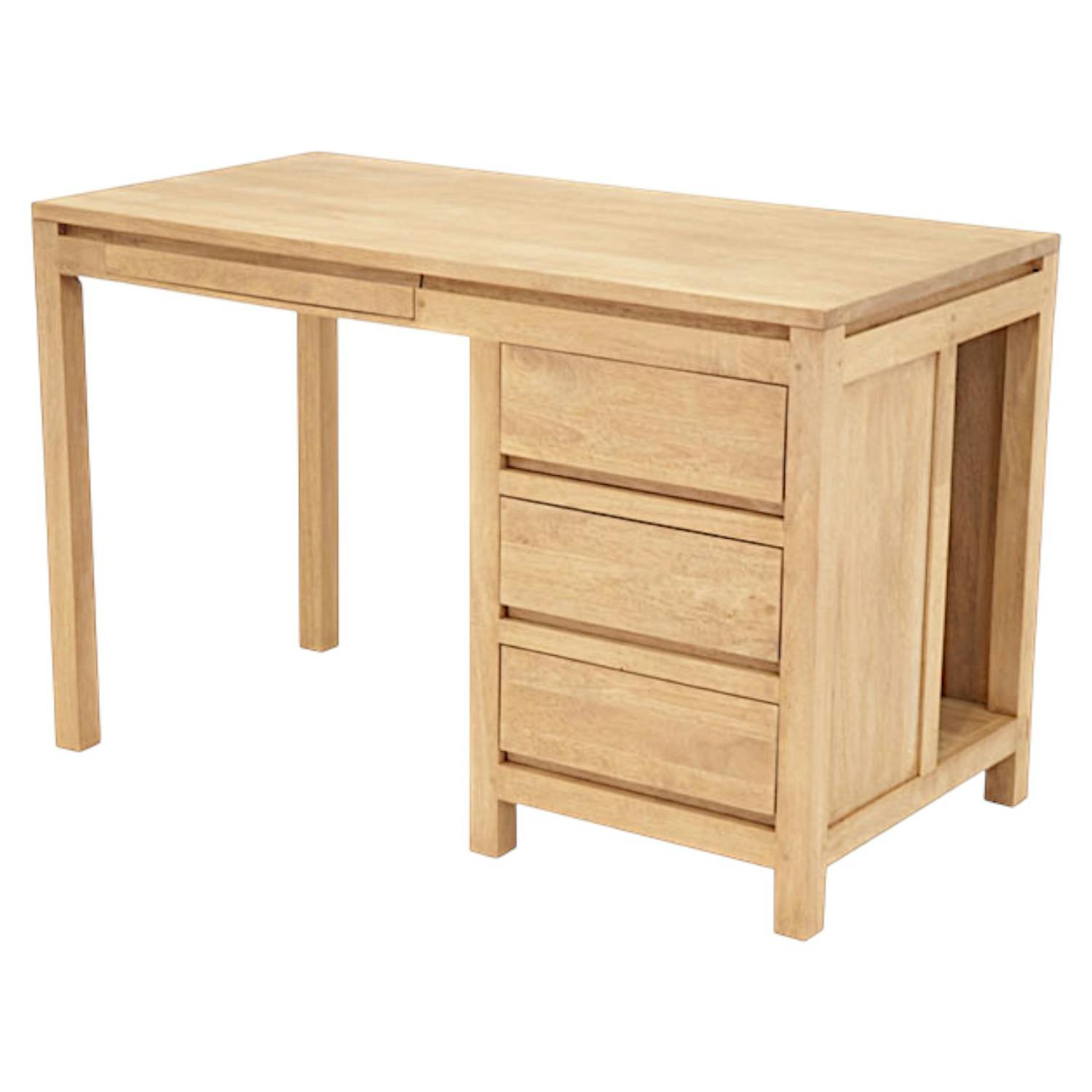 Bureau multimédia Hévéa 3 tiroirs, 1 tablette coulissante, 1 niche 120x80x75cm OLGA
