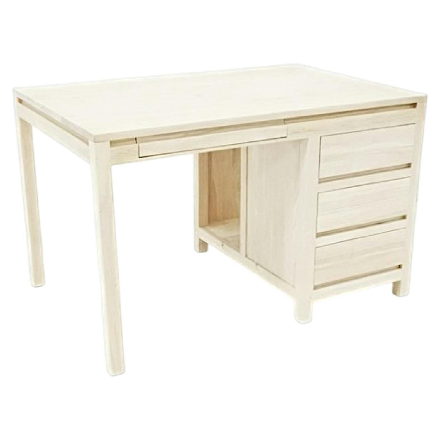 Bureau multimédia Hévéa 3 tiroirs, 1 tablette coulissante, 1 niche 120x80x75cm OLGA