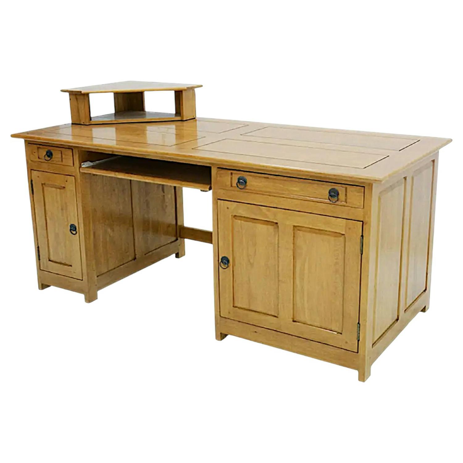 Bureau multimedia hévéa massif 160cm TRADITION