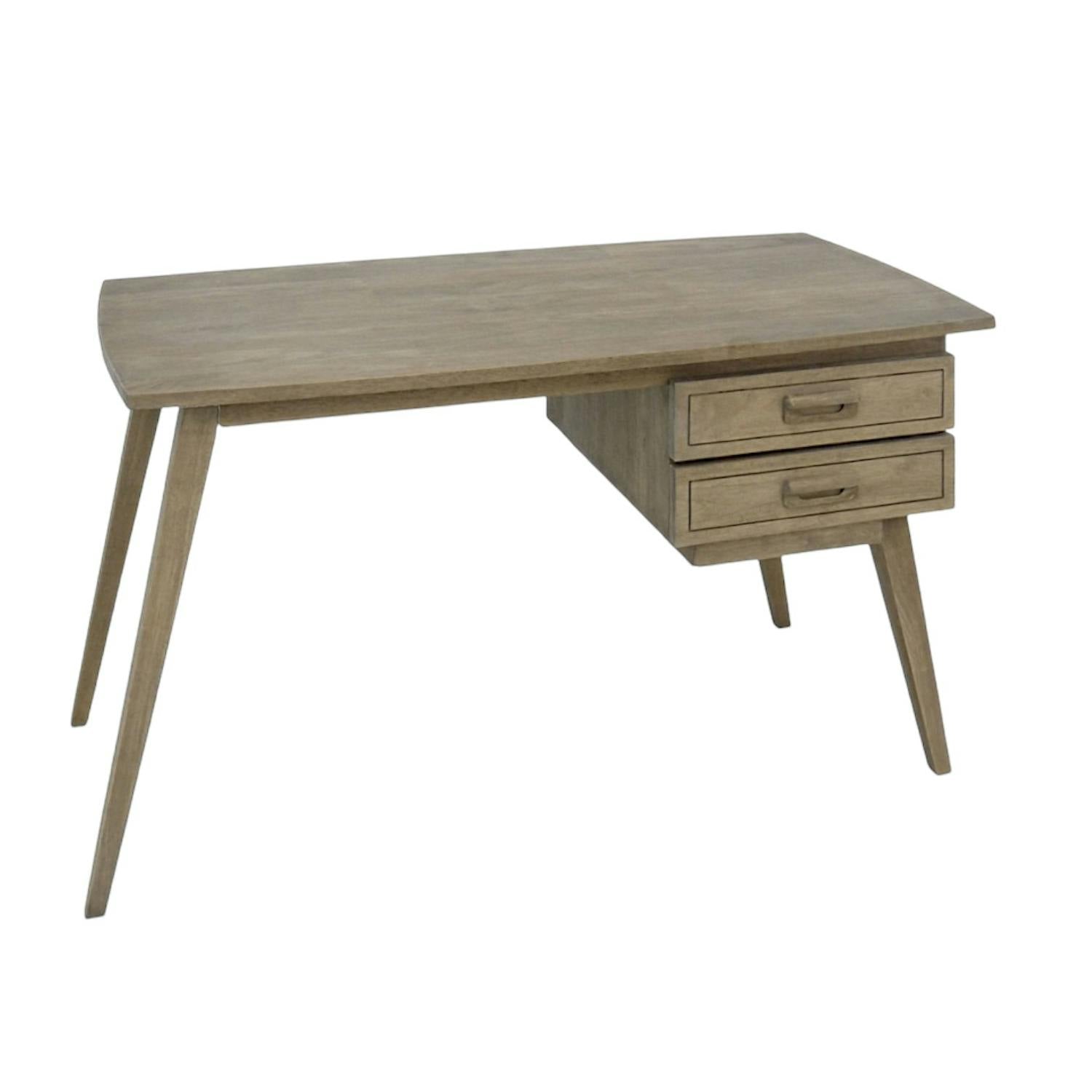 Bureau retro bois 2tiroirs hévéa 130cm SIXTIES