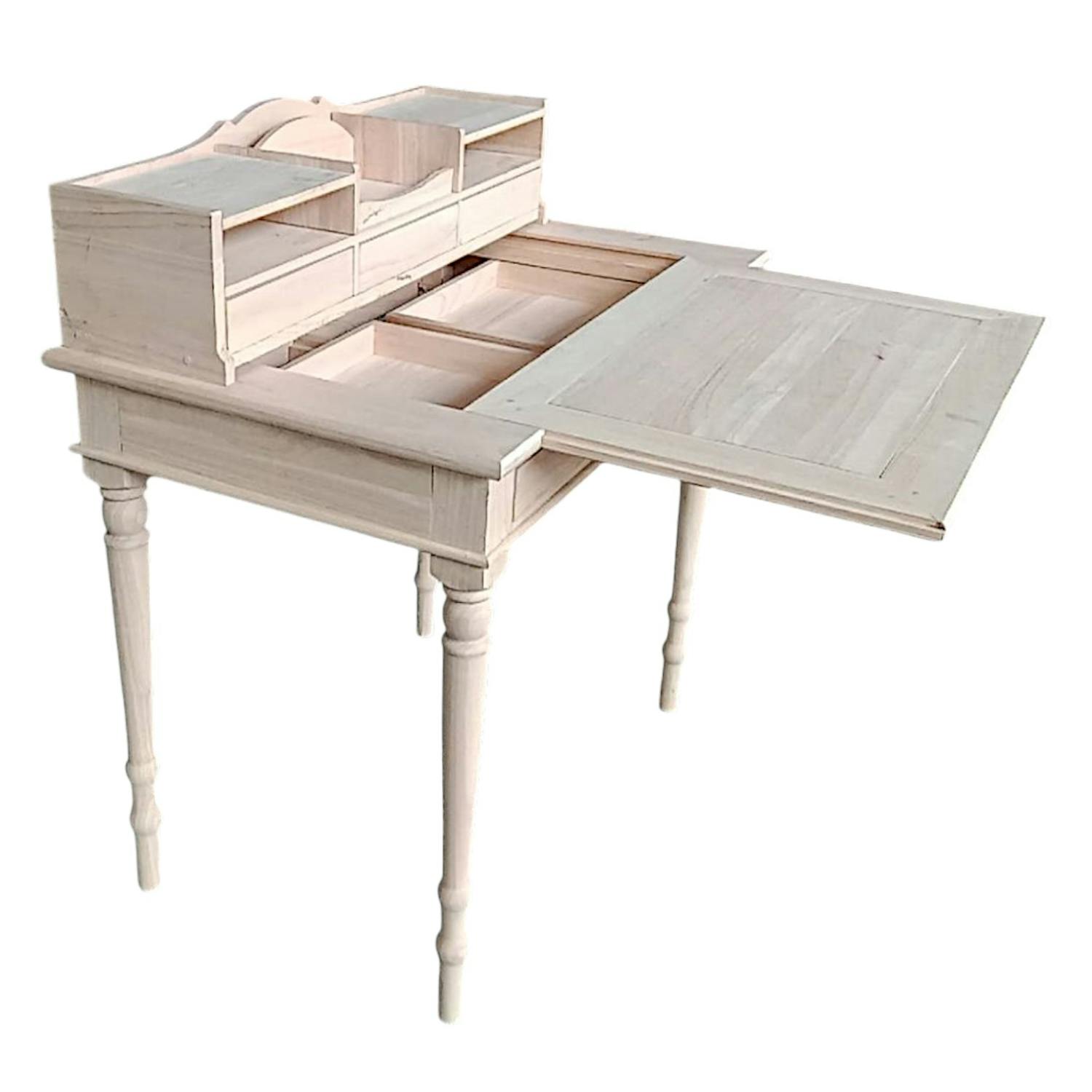 Bureau secrétaire 5 tiroirs hévéa 85x56x95cm TRADITION