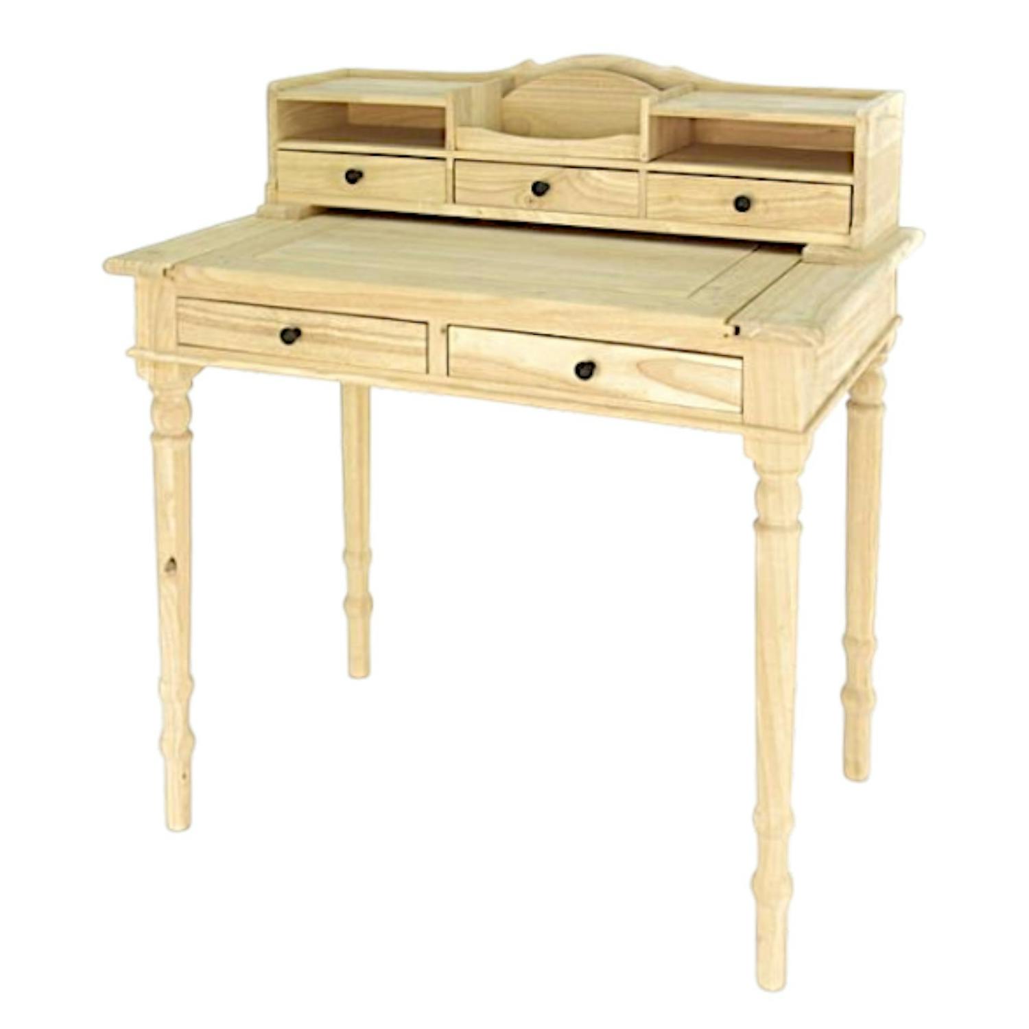 Bureau secrétaire 5 tiroirs hévéa 85x56x95cm TRADITION
