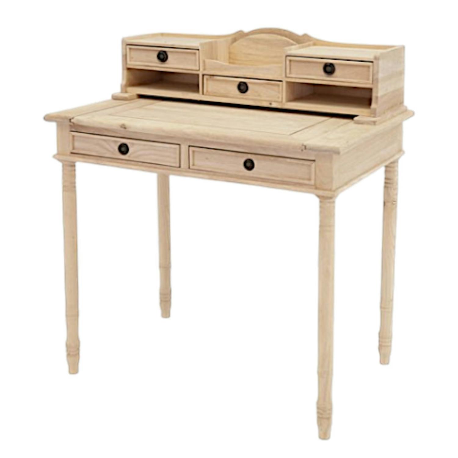 Bureau secrétaire ancien hévéa massif 85cm TRADITION