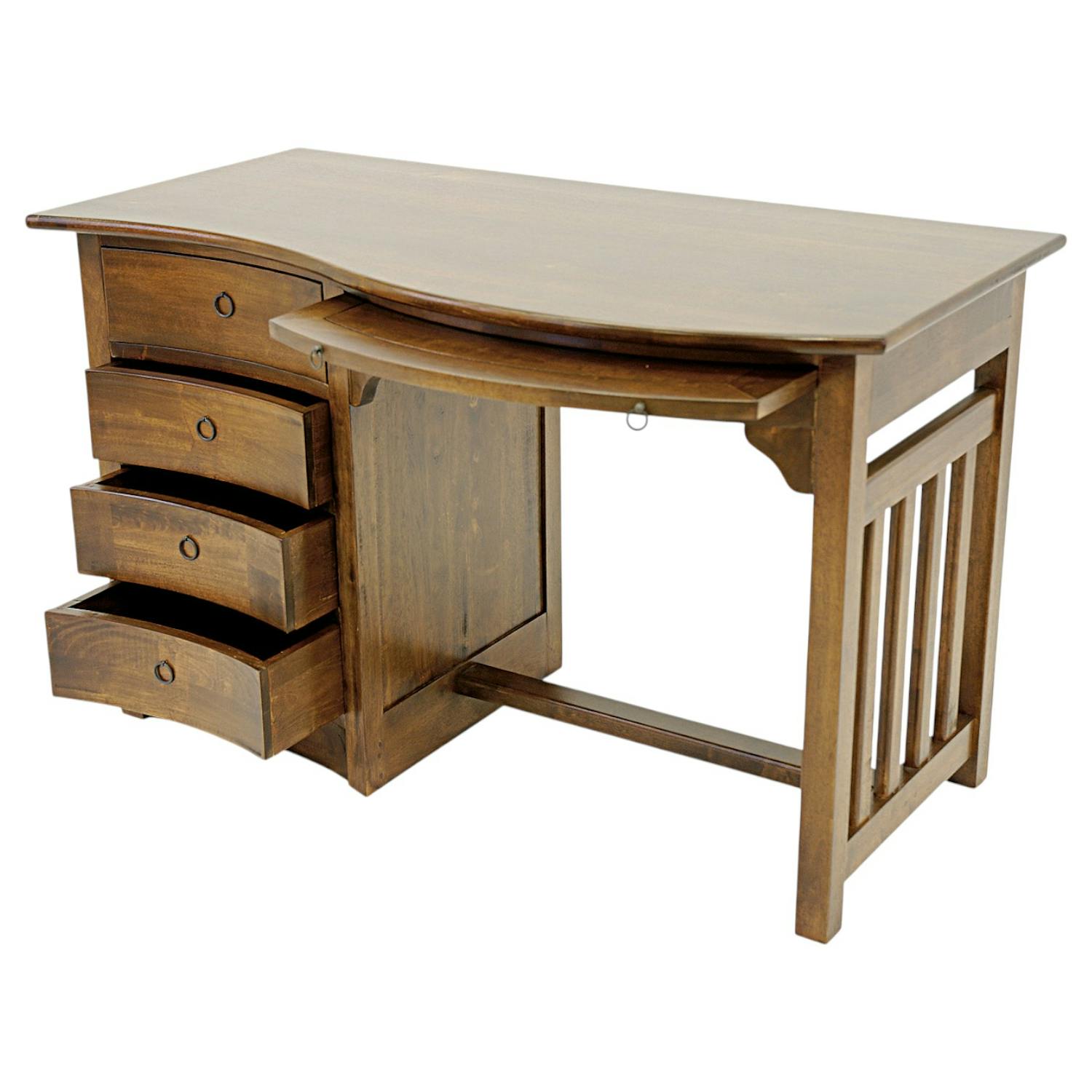 Bureau vague colonial 4 tiroirs hévéa 124cm TRADITION