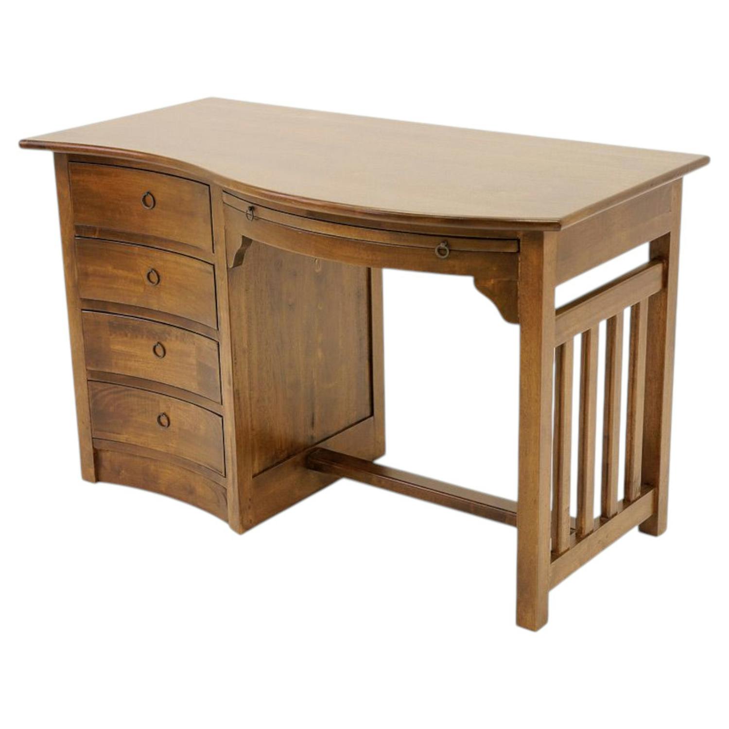 Bureau vague colonial 4 tiroirs hévéa 124cm TRADITION